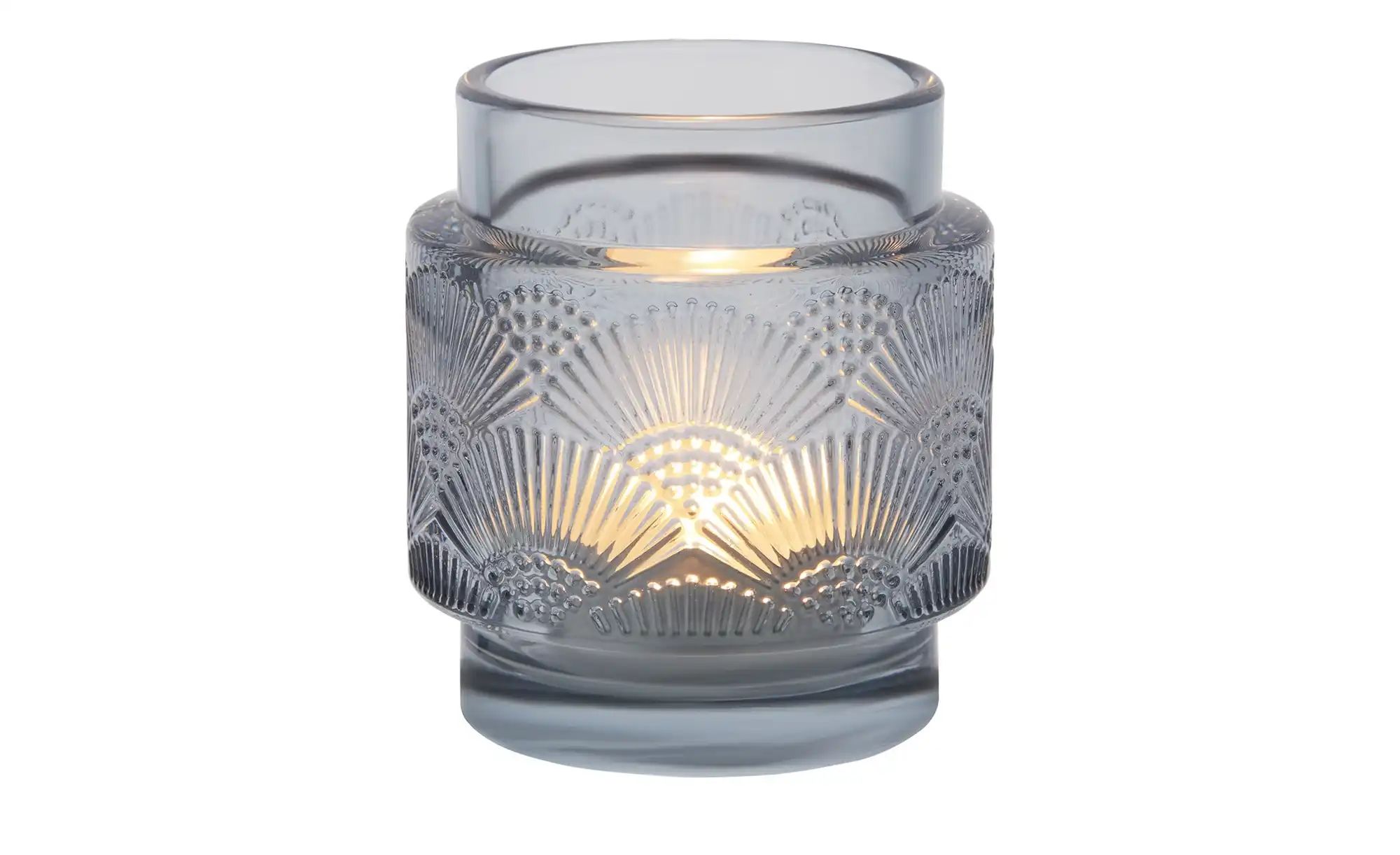 Teelichthalter ¦ grau ¦ Glas ¦ Maße (cm): H: 8  Ø: 7 Accessoires > Kerzen & günstig online kaufen