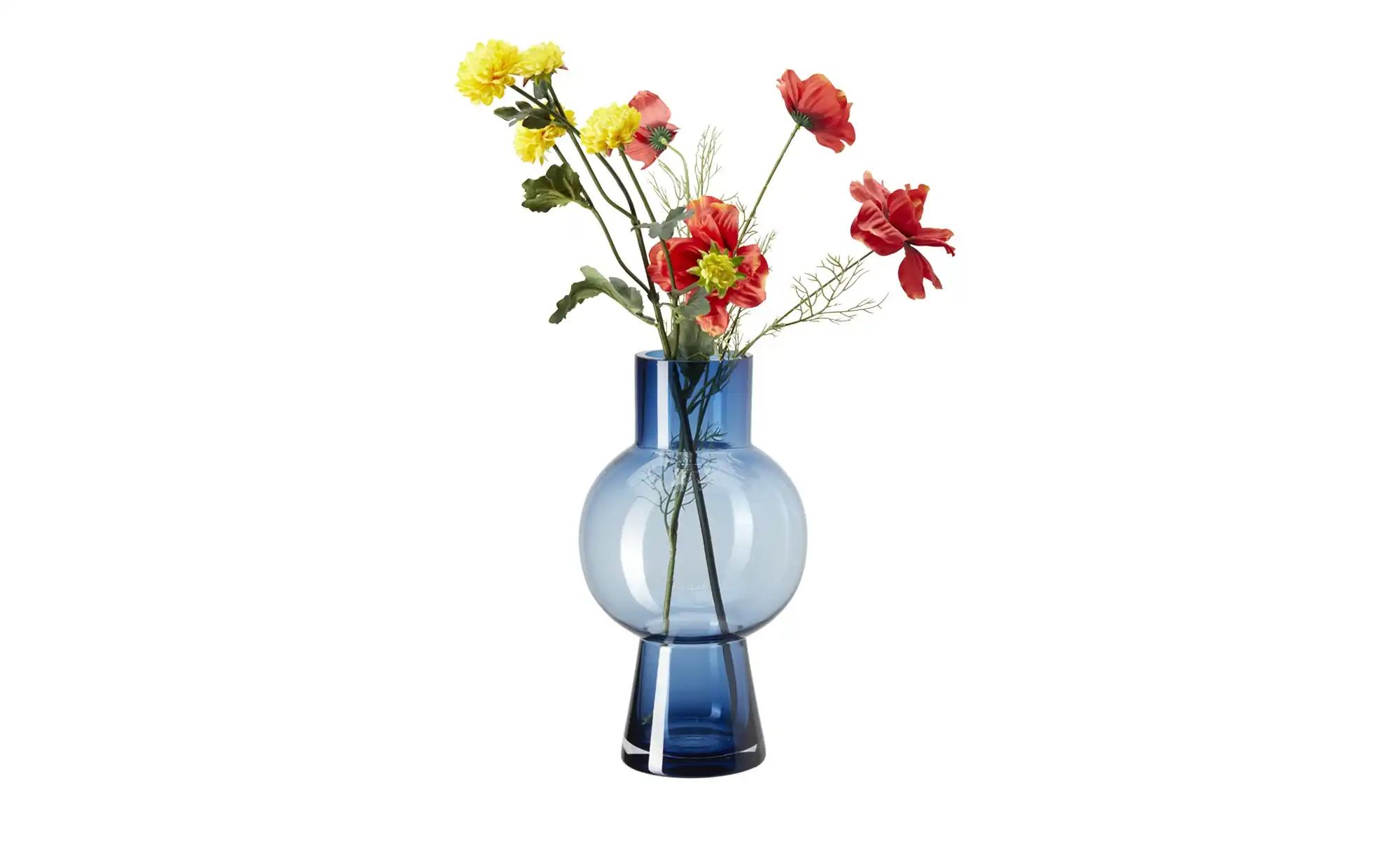 HOME STORY Vase ¦ blau ¦ Glas ¦ Maße (cm): H: 31  Ø: 17.5 Accessoires > Vas günstig online kaufen