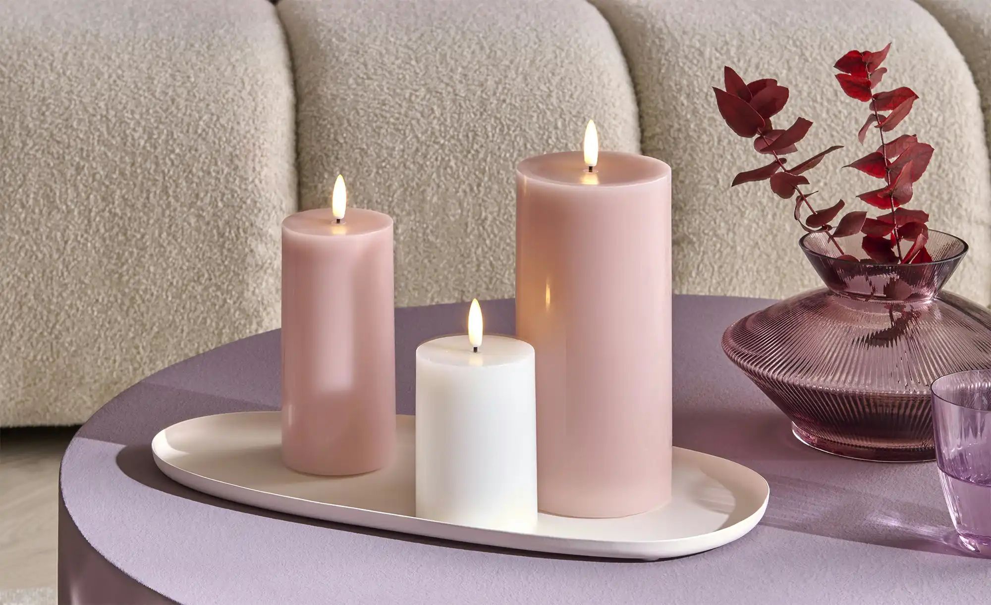 Thumbnail - HOME STORY Vase   ¦ lila/violett ¦ Glas ¦ Maße (cm): H: 13  Ø: 21.5 Accessoires > Vasen - Höffner