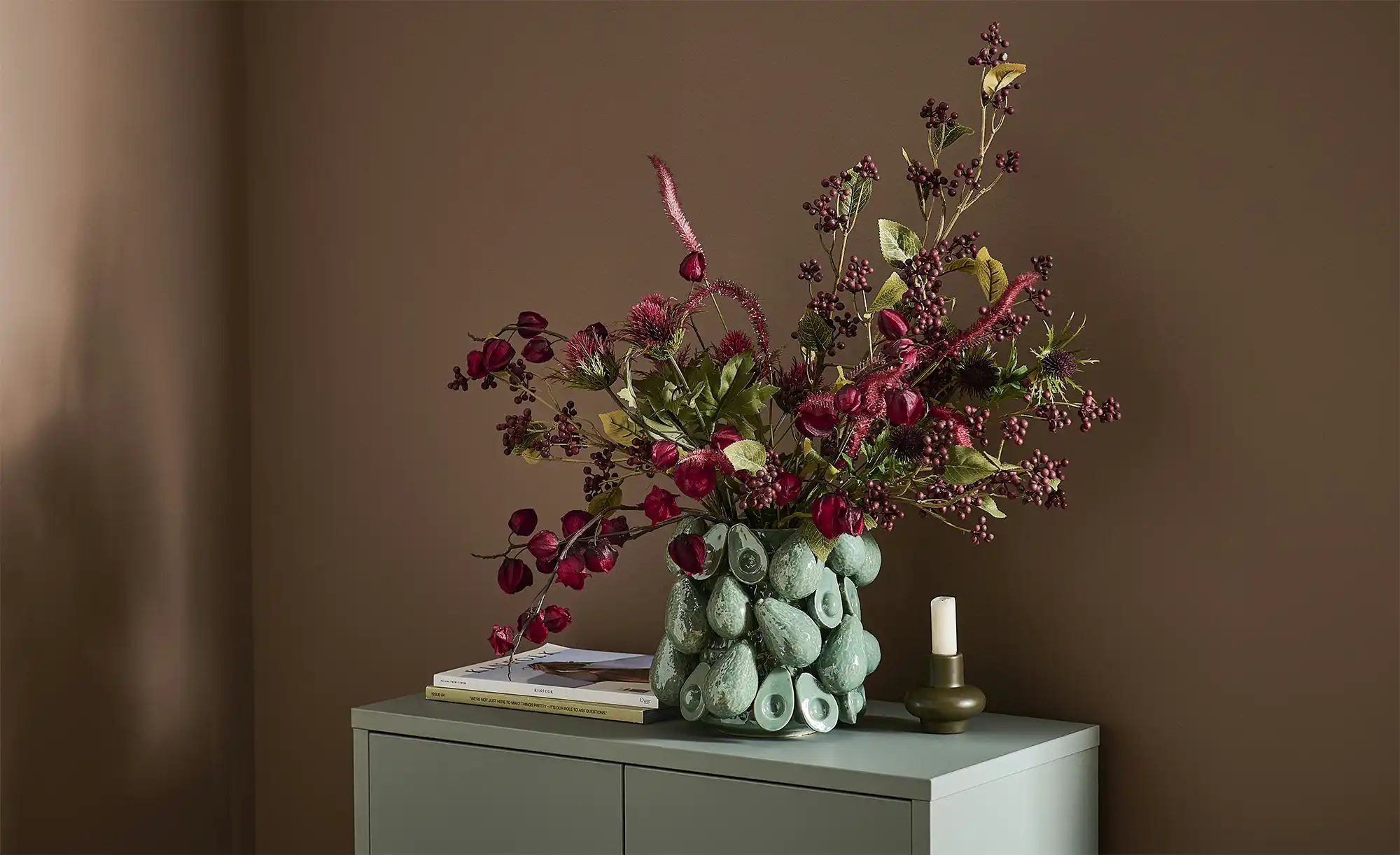 HOME STORY Kerzenhalter   ¦ grün ¦ Porzellan ¦ Maße (cm): H: 8,4  Ø: 8.6 Ac günstig online kaufen