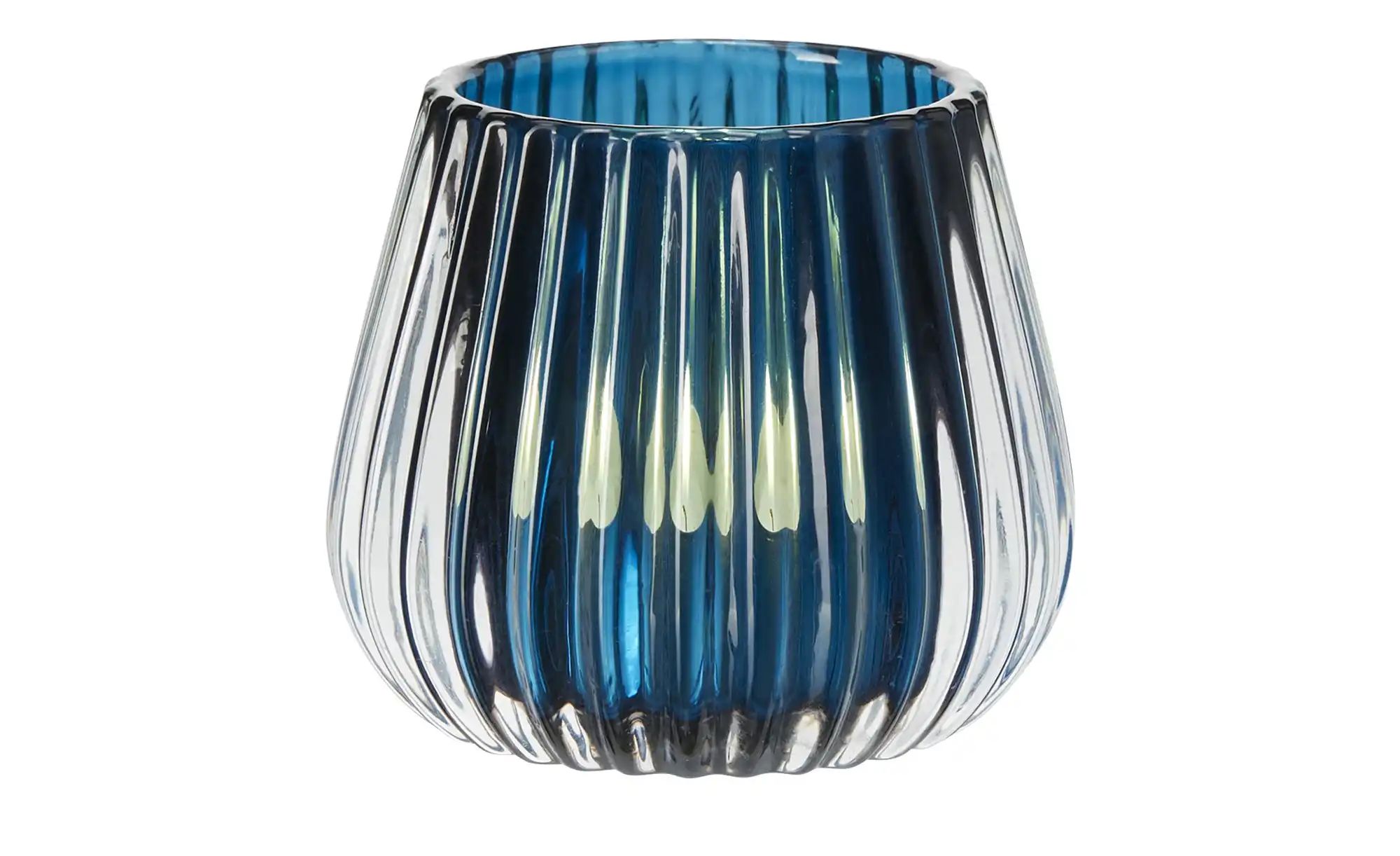 HOME STORY Teelichthalter ¦ blau ¦ Glas ¦ Maße (cm): H: 7,5  Ø: 8 Weihnacht günstig online kaufen