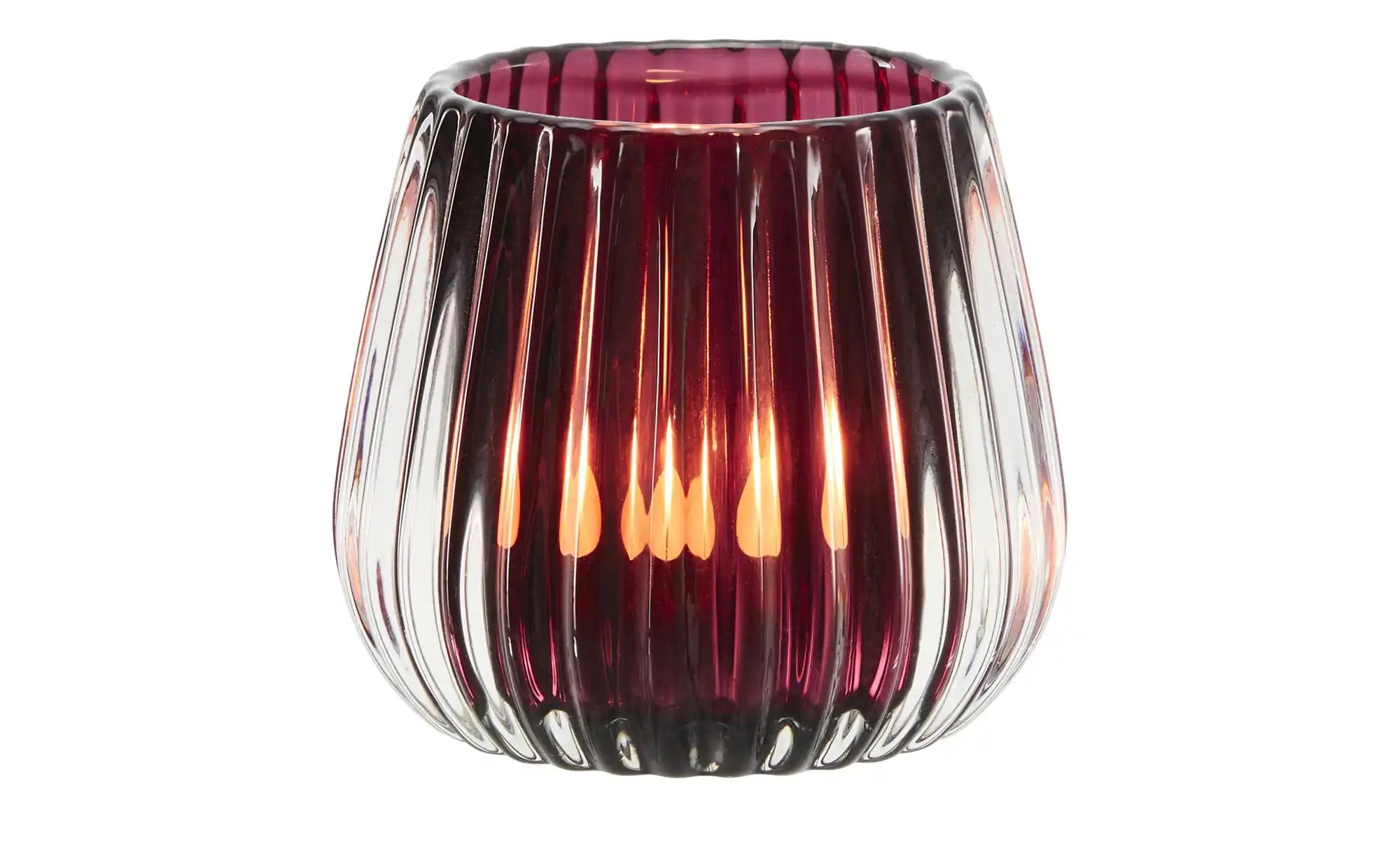 HOME STORY Teelichthalter ¦ rot ¦ Glas ¦ Maße (cm): H: 7,5  Ø: 8 Weihnachte günstig online kaufen