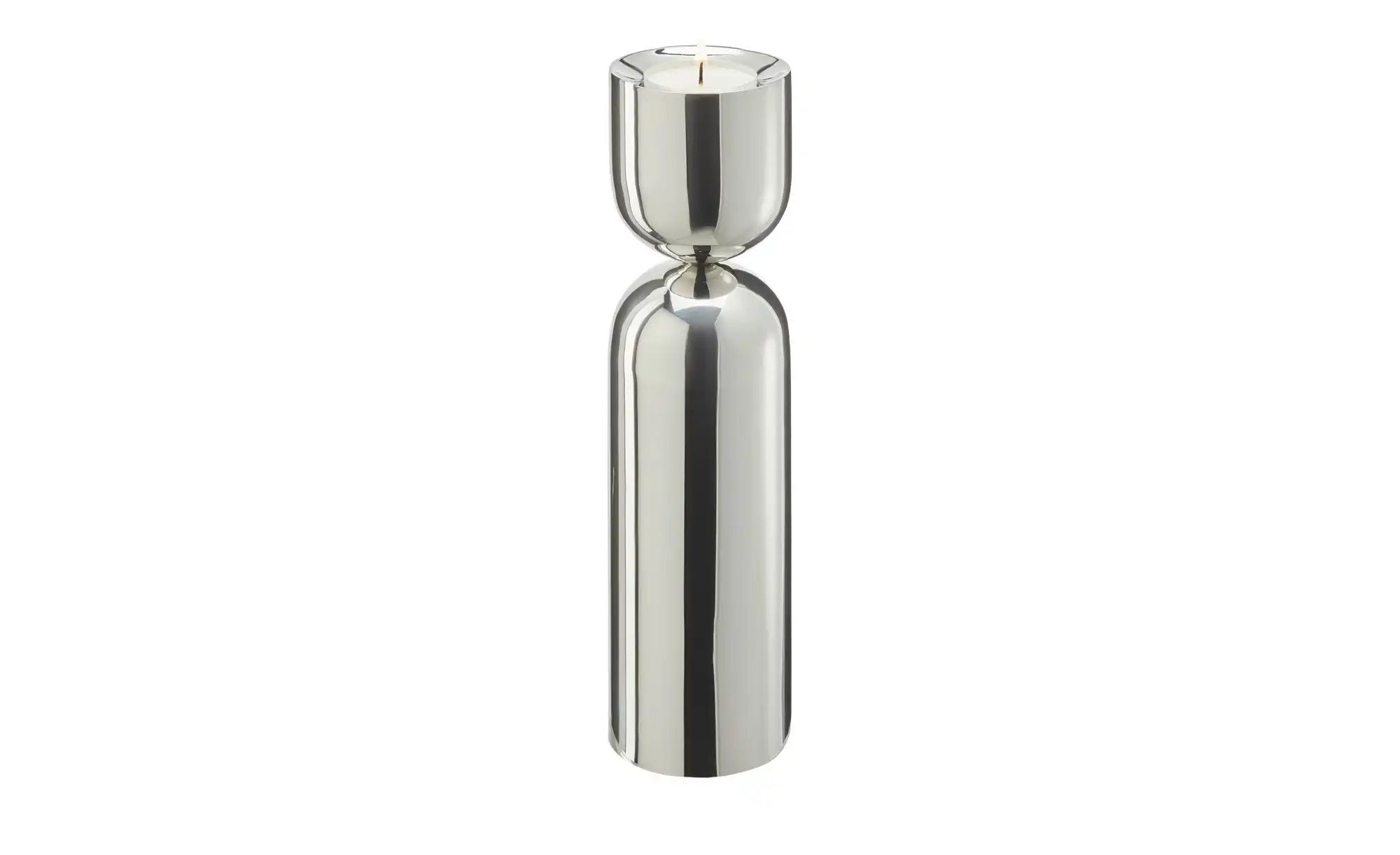 HOME STORY Teelichthalter   ¦ silber ¦ Edelstahl ¦ Maße (cm): H: 26  Ø: 6 A günstig online kaufen