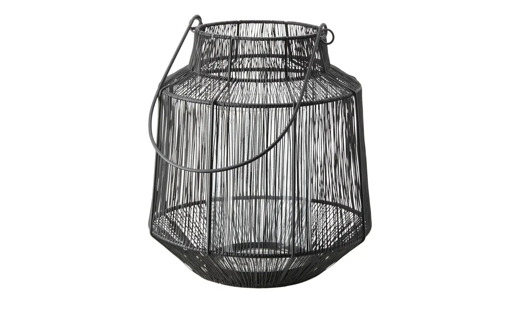 HOME STORY Windlicht ¦ schwarz ¦ Eisen, Glas ¦ Maße (cm): H: 31  Ø: 30 Acce günstig online kaufen