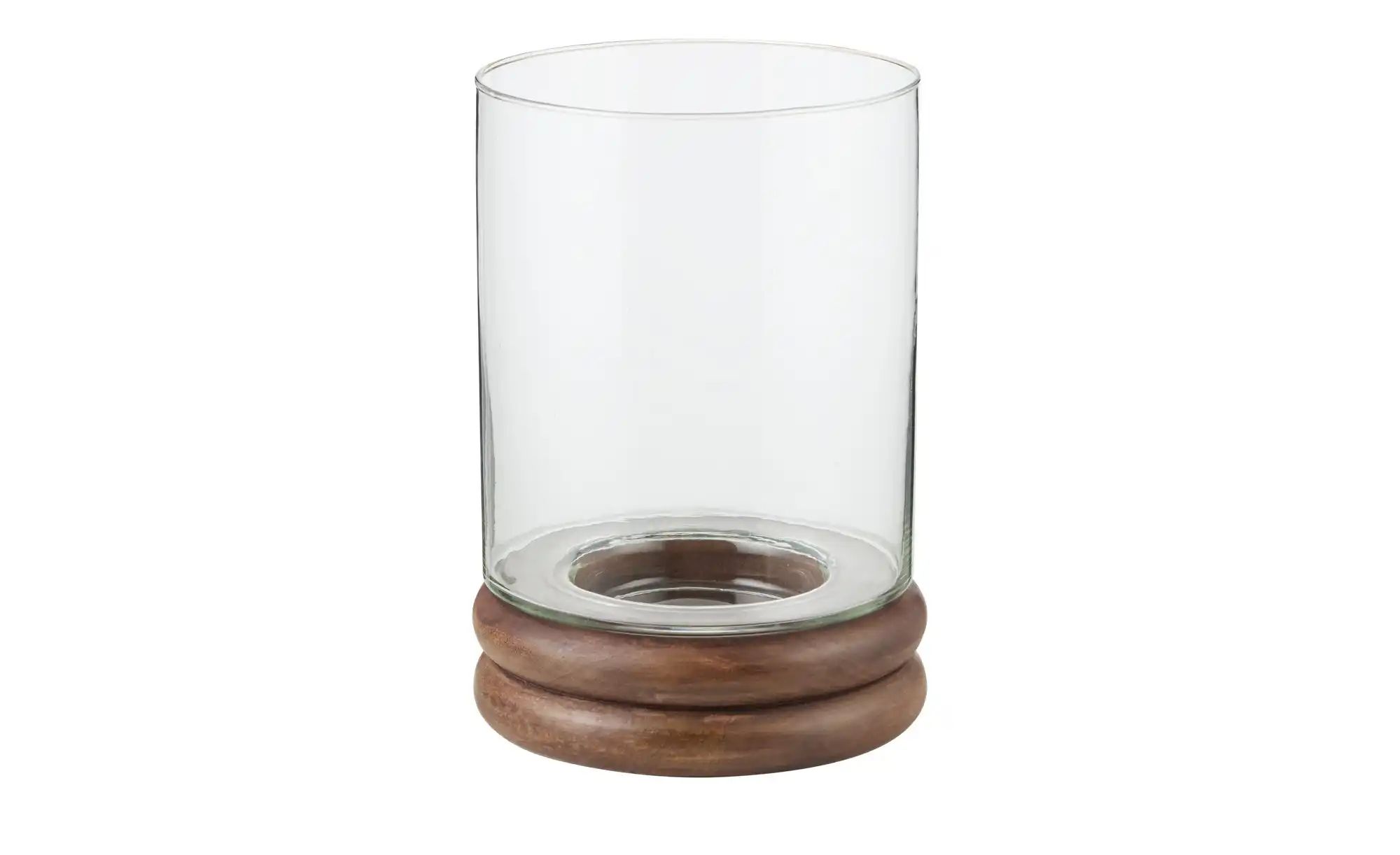 HOME STORY Windlicht   ¦ holzfarben ¦ Glas ¦ Maße (cm): H: 23  Ø: 16 Access günstig online kaufen