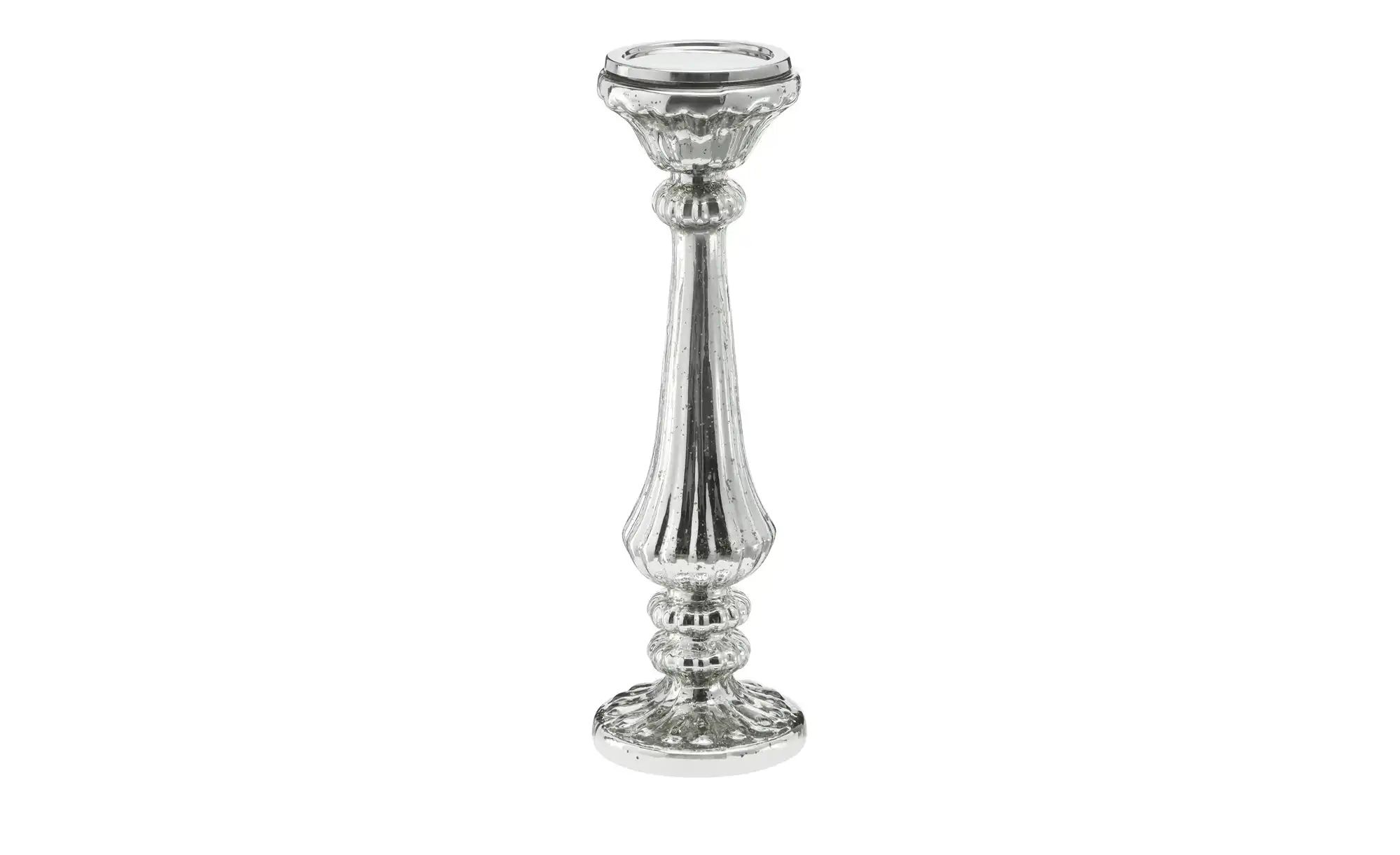 HOME STORY Kerzenständer ¦ silber ¦ Glas, Eisen ¦ Maße (cm): H: 42  Ø: 13 W günstig online kaufen