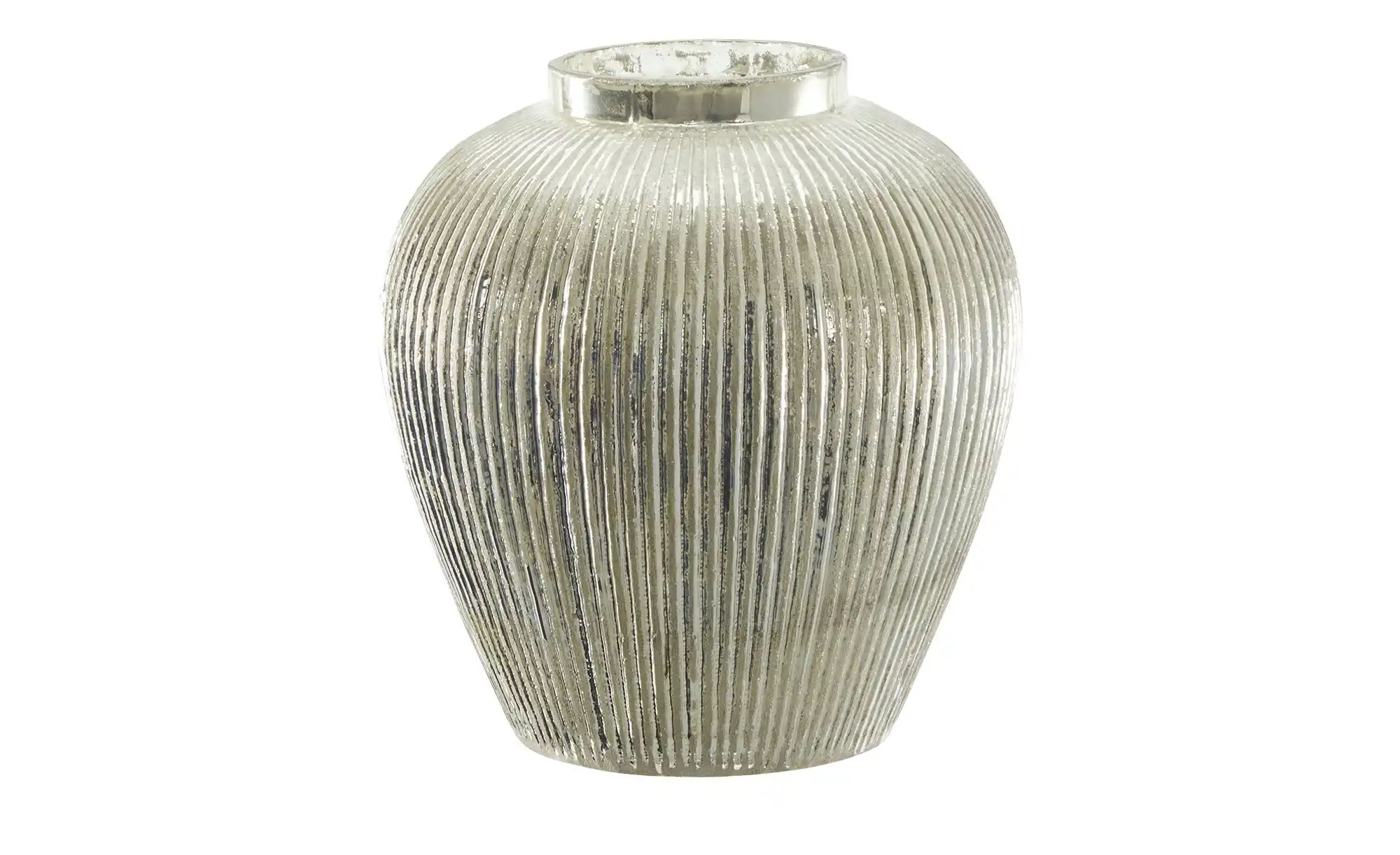 HOME STORY Vase ¦ silber ¦ Glas ¦ Maße (cm): H: 23,5  Ø: 21 Weihnachten - H günstig online kaufen