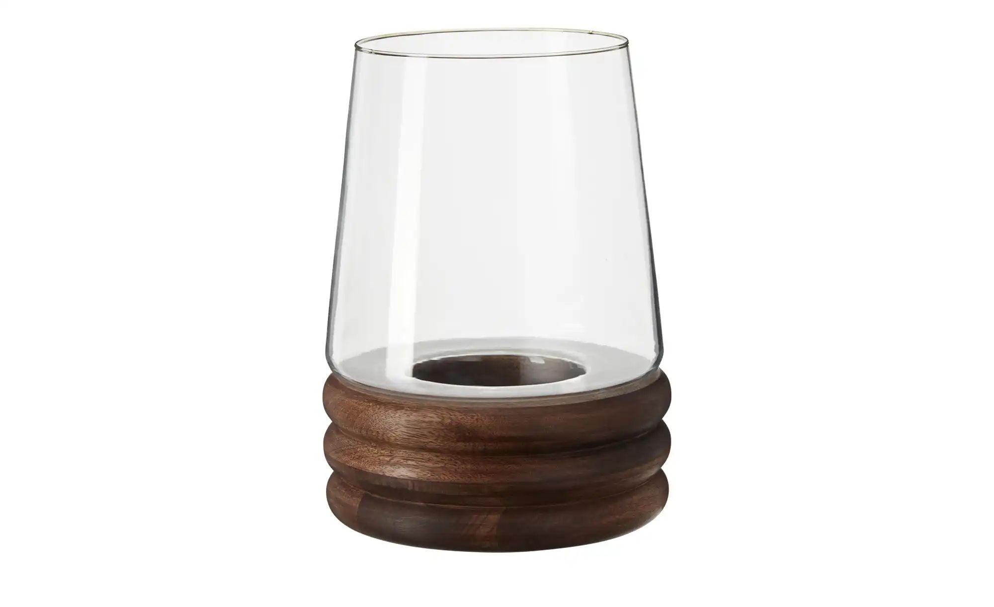 HOME STORY Windlicht ¦ holzfarben ¦ Holz, Glas ¦ Maße (cm): H: 27,5  Ø: 18. günstig online kaufen