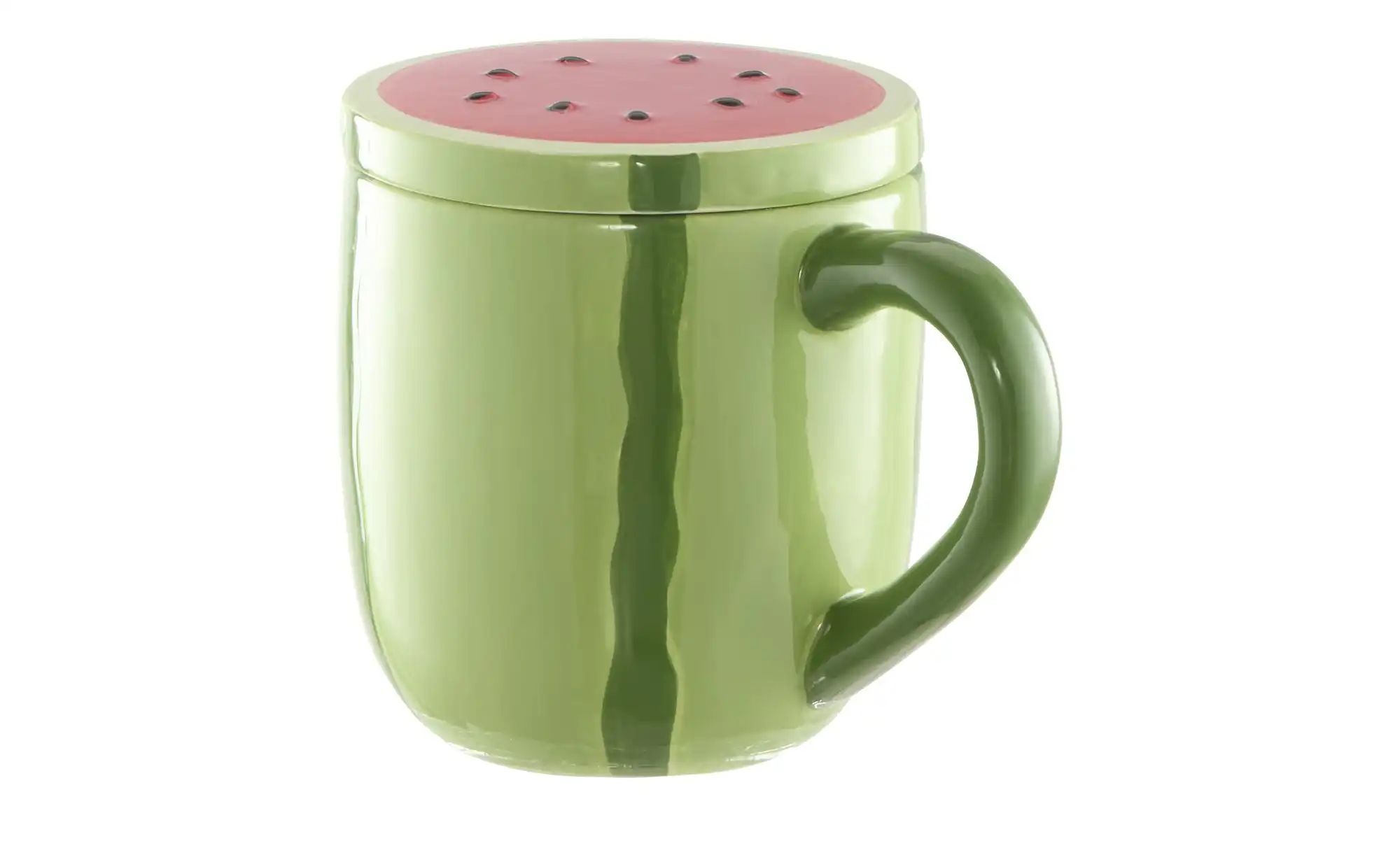 HOME STORY Tasse Melone ¦ grün ¦ Dolomite ¦ Maße (cm): H: 11,5  Ø: 9.5 Gesc günstig online kaufen