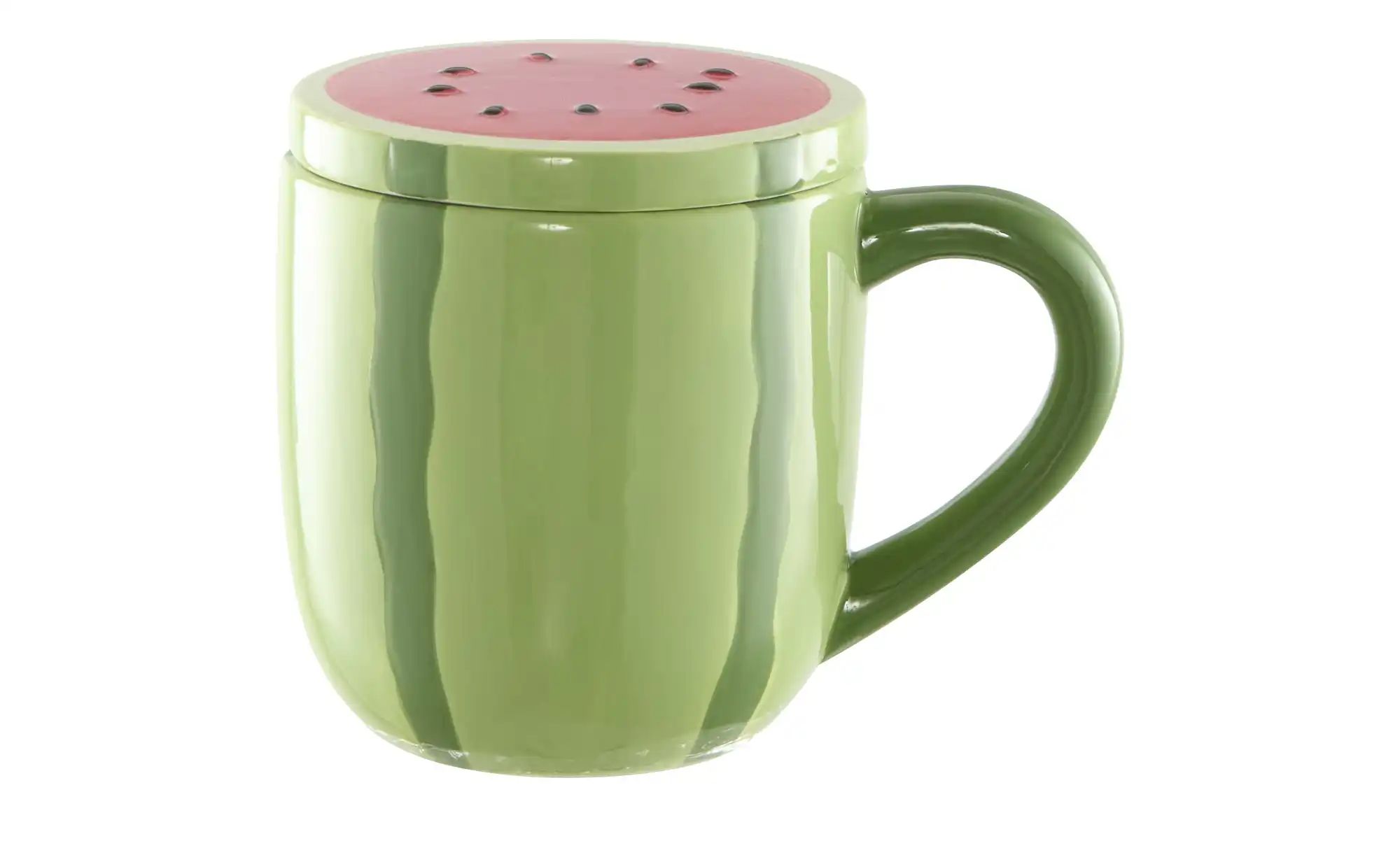 HOME STORY Tasse Melone ¦ grün ¦ Dolomite ¦ Maße (cm): H: 11,5  Ø: 9.5 Gesc günstig online kaufen