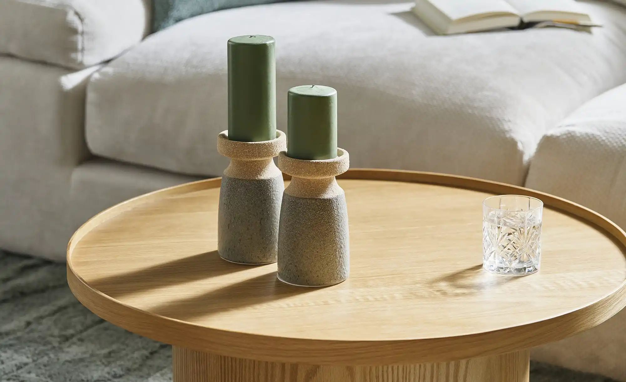 HOME STORY Kerzenständer   ¦ grau ¦ Steinzeug ¦ Maße (cm): H: 17,5  Ø: 10 A günstig online kaufen