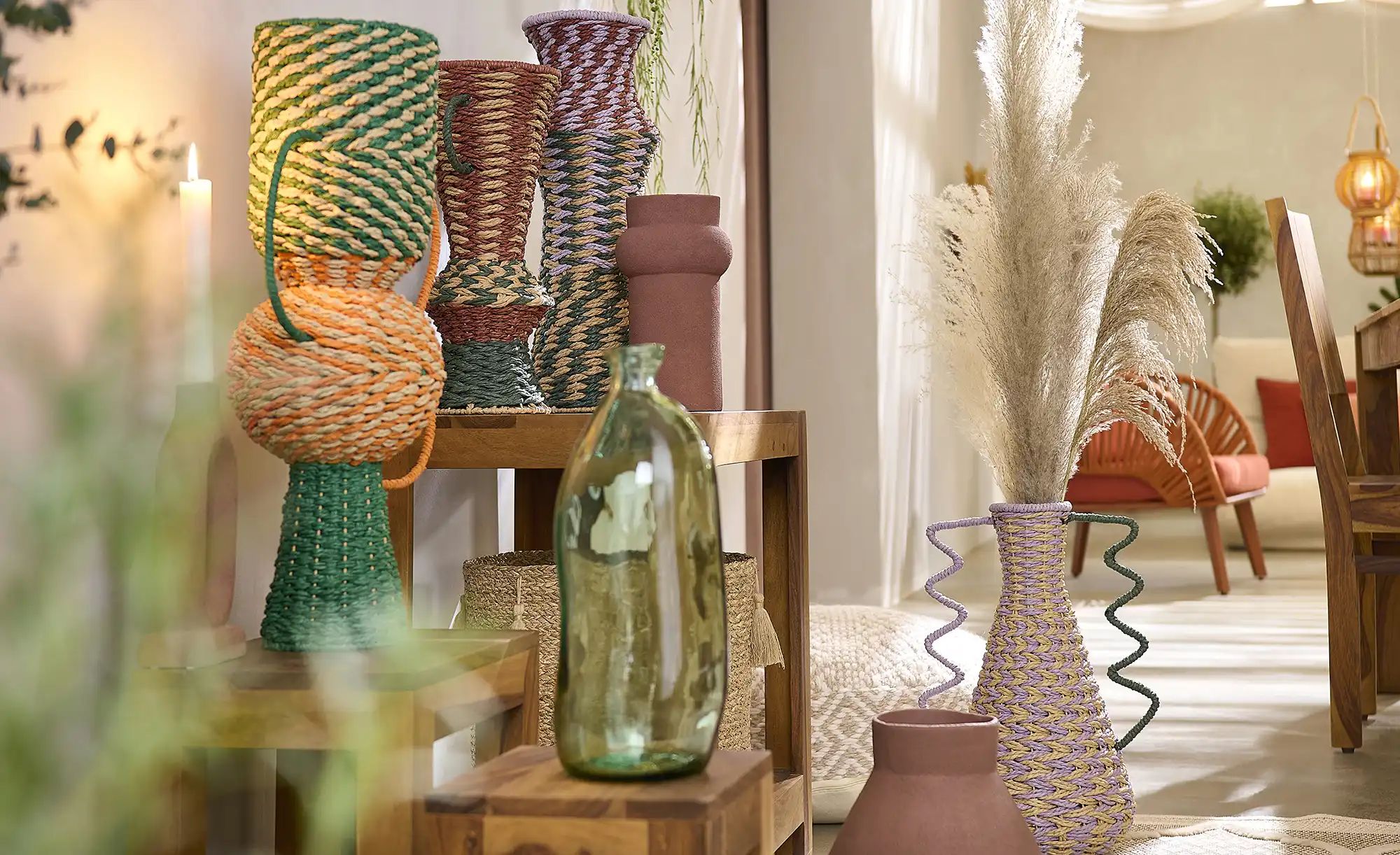 HOME STORY Deko Vase   ¦ mehrfarbig ¦ Papier,Eisen ¦ Maße (cm): B: 28 H: 54 günstig online kaufen