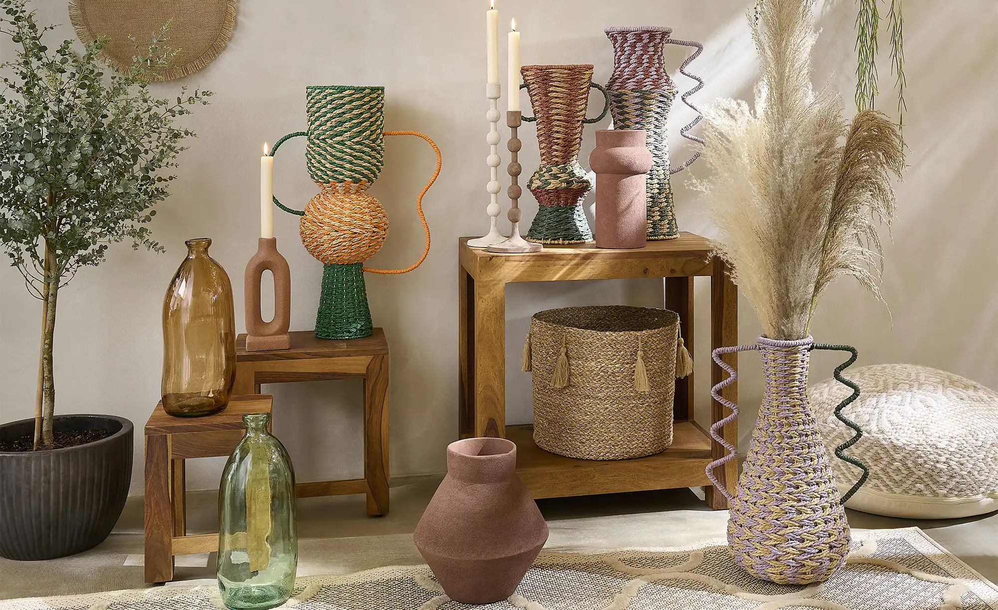 HOME STORY Deko Vase   ¦ mehrfarbig ¦ Papier,Eisen ¦ Maße (cm): B: 31 H: 47 günstig online kaufen