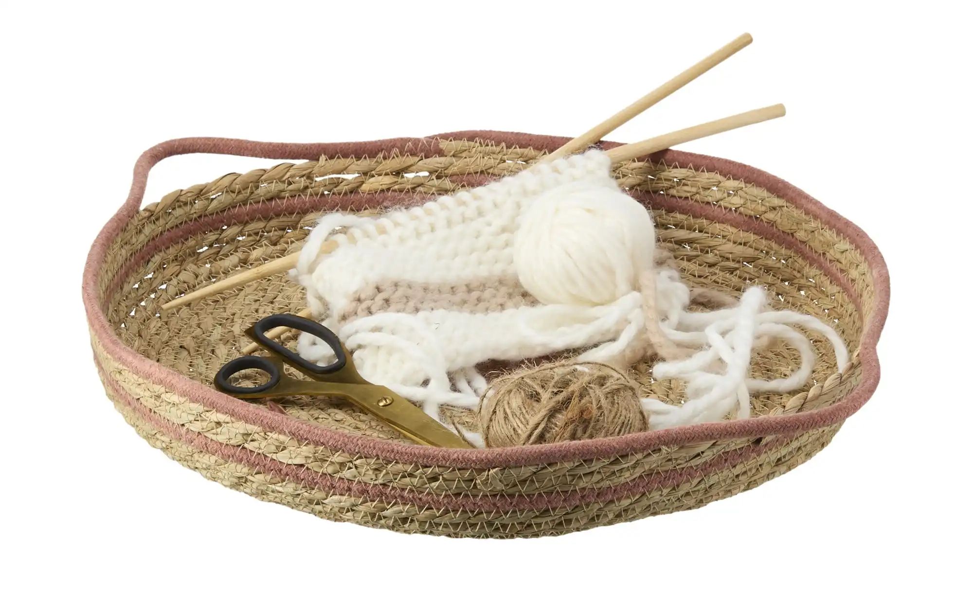 Thumbnail - HOME STORY Aufbewahrungskorb flach   ¦ braun ¦ Seegras,Baumwolle ¦ Maße (cm): H: 8  Ø: 44 Aufbewahrung > Körbe - Höffner