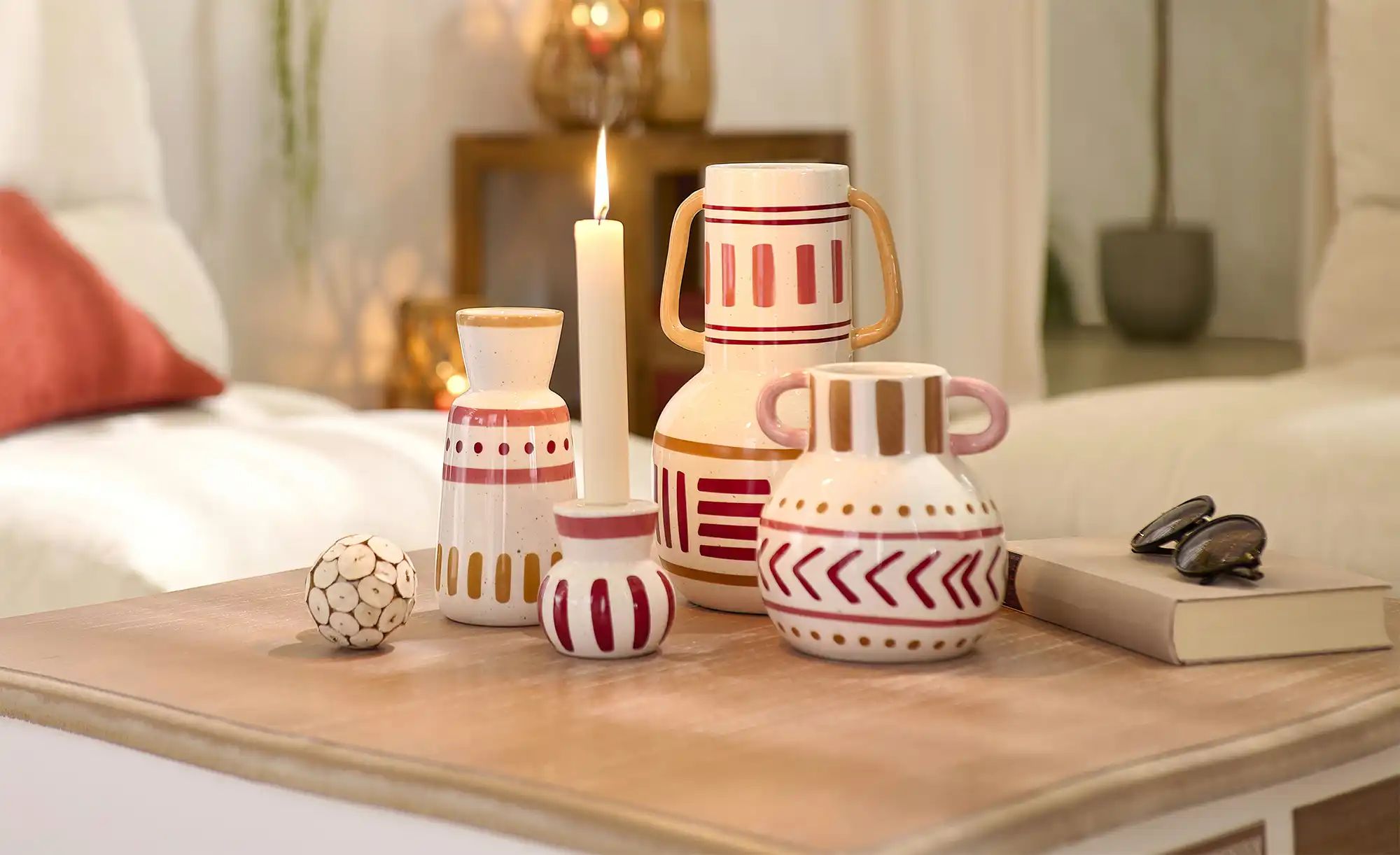 HOME STORY Vase   ¦ braun ¦ Dolomite ¦ Maße (cm): H: 26,2  Ø: 15.2 Accessoi günstig online kaufen
