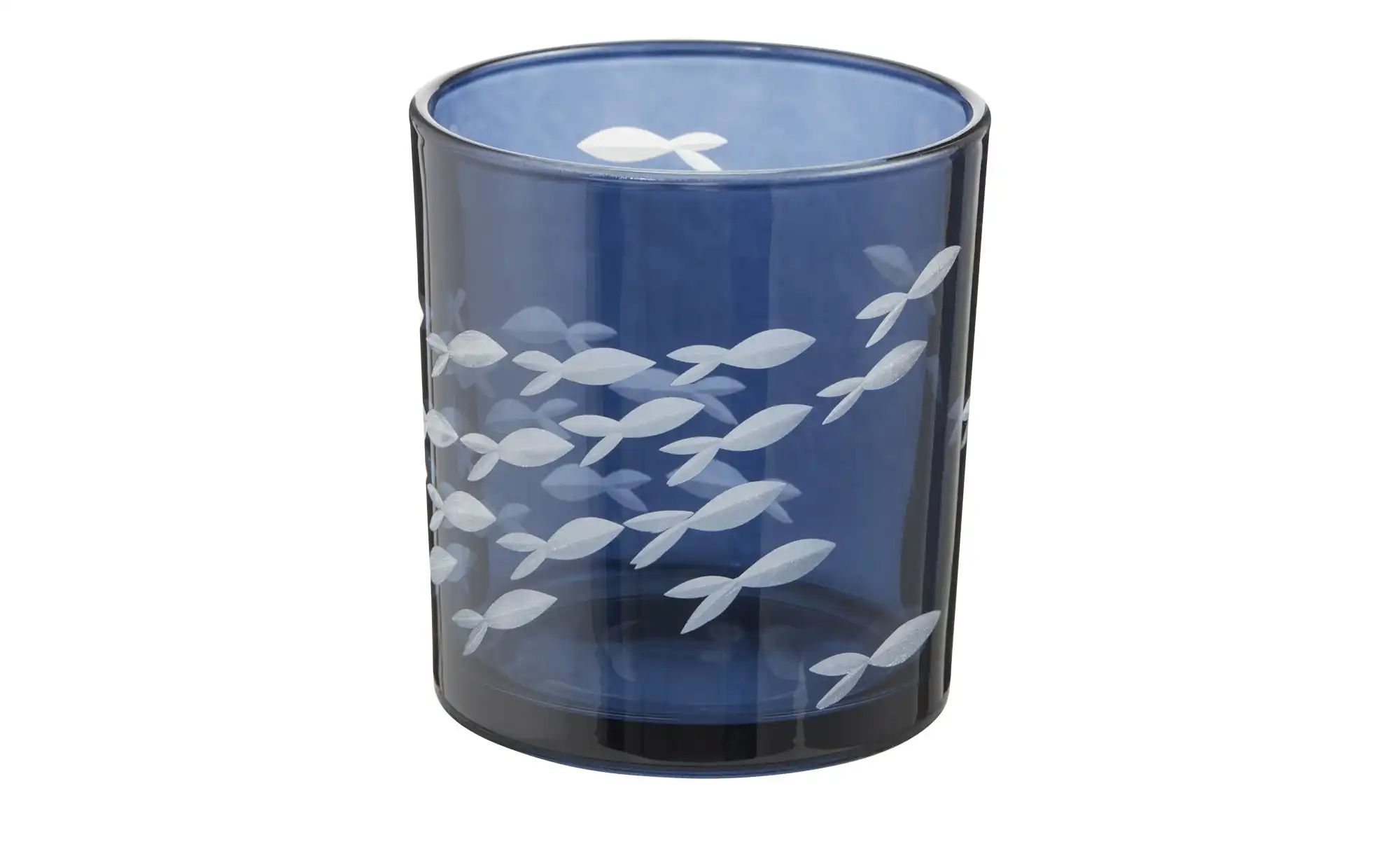 Teelichtglas Fische   ¦ blau ¦ Glas ¦ Maße (cm): H: 8  Ø: 7.3 Accessoires > günstig online kaufen