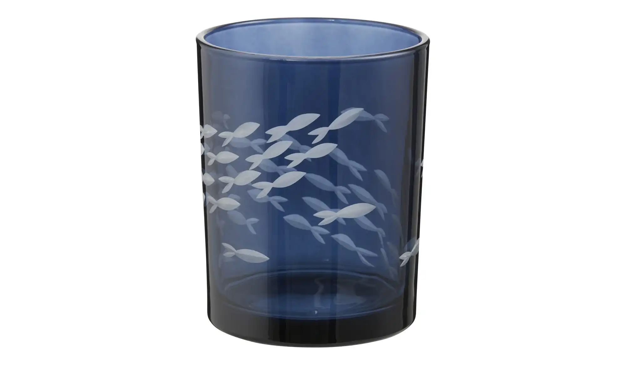 Teelichtglas Fische ¦ blau ¦ Glas ¦ Maße (cm): H: 12,5  Ø: 10 Accessoires > günstig online kaufen