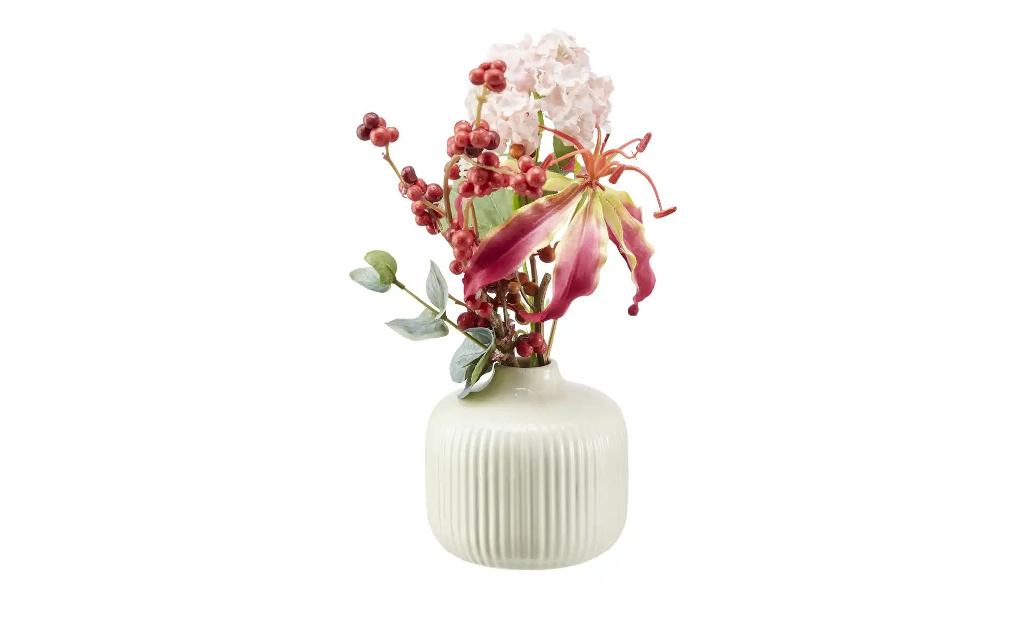 HOME STORY Vase   ¦ creme ¦ Dolomite ¦ Maße (cm): H: 10  Ø: 10.5 Accessoire günstig online kaufen