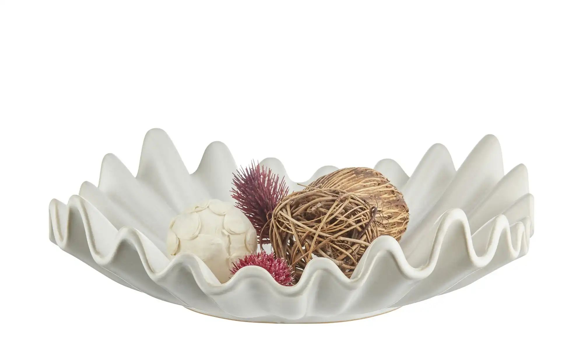 HOME STORY Deko Schale   ¦ weiß ¦ Steingut ¦ Maße (cm): B: 32,5 H: 8,7 Acce günstig online kaufen