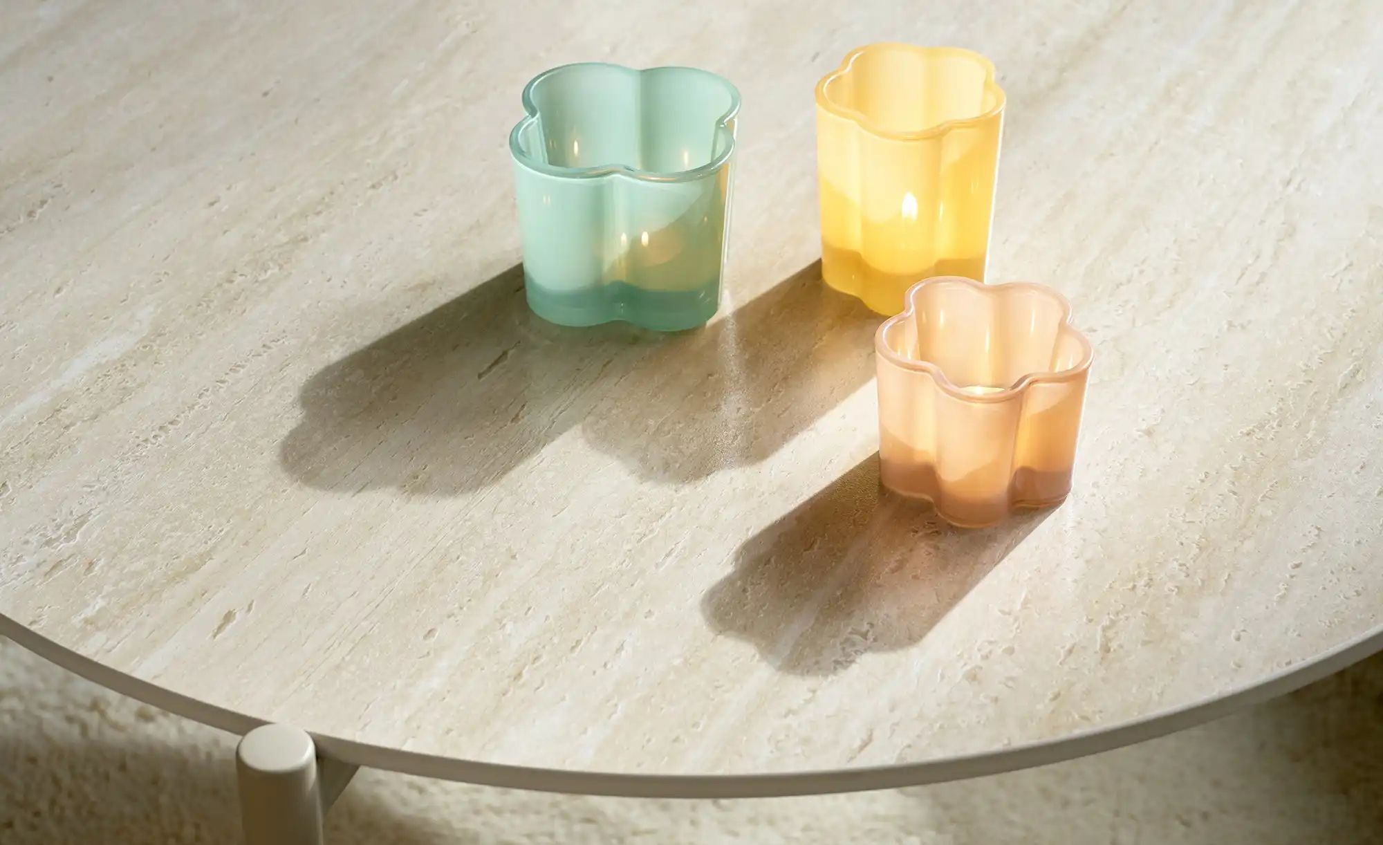 HOME STORY Teelichthalter   ¦ gelb ¦ Glas ¦ Maße (cm): H: 8,5  Ø: 7.2 Acces günstig online kaufen