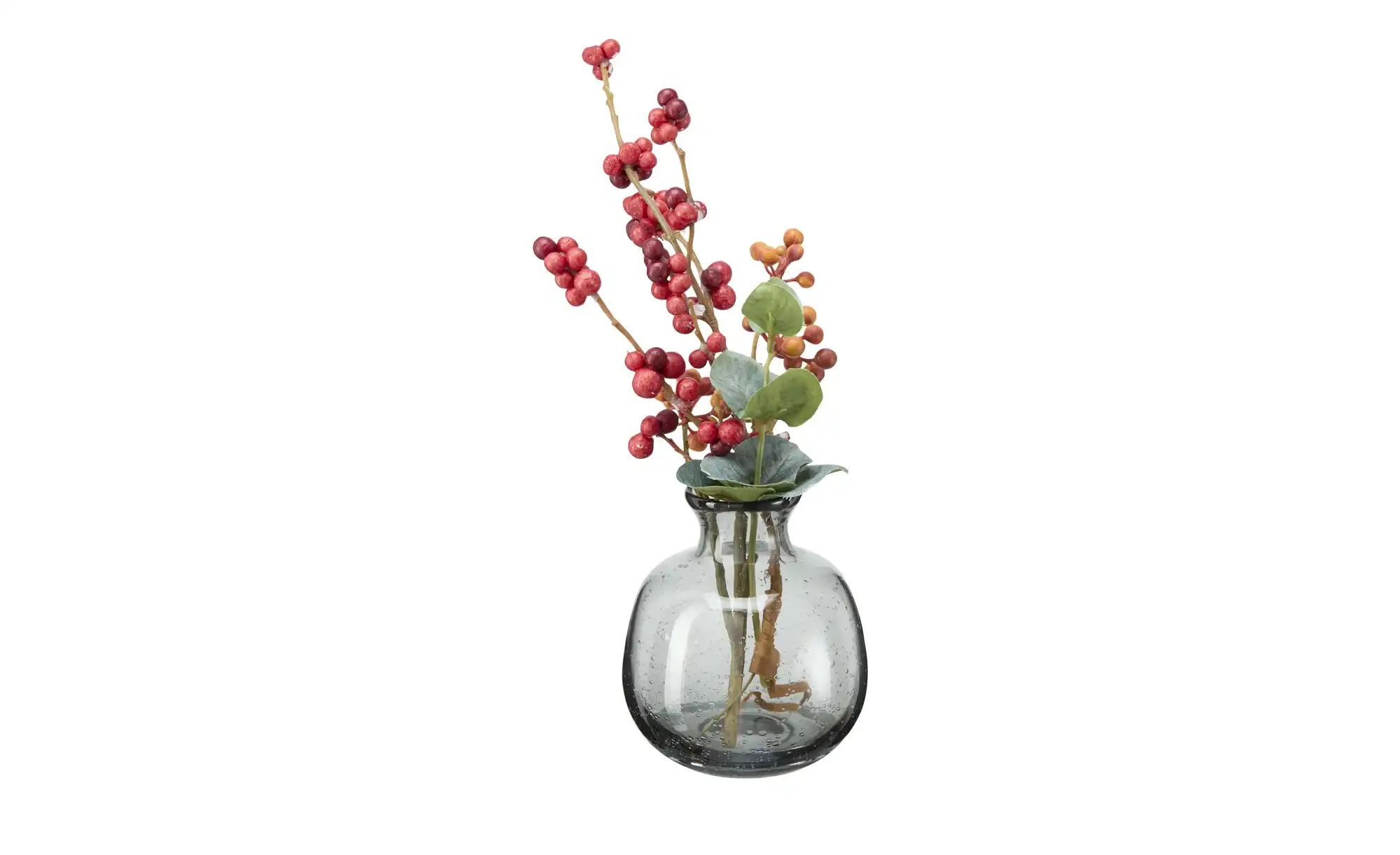 HOME STORY Vase ¦ grau ¦ Glas ¦ Maße (cm): H: 10,5  Ø: 10 Accessoires > Vas günstig online kaufen