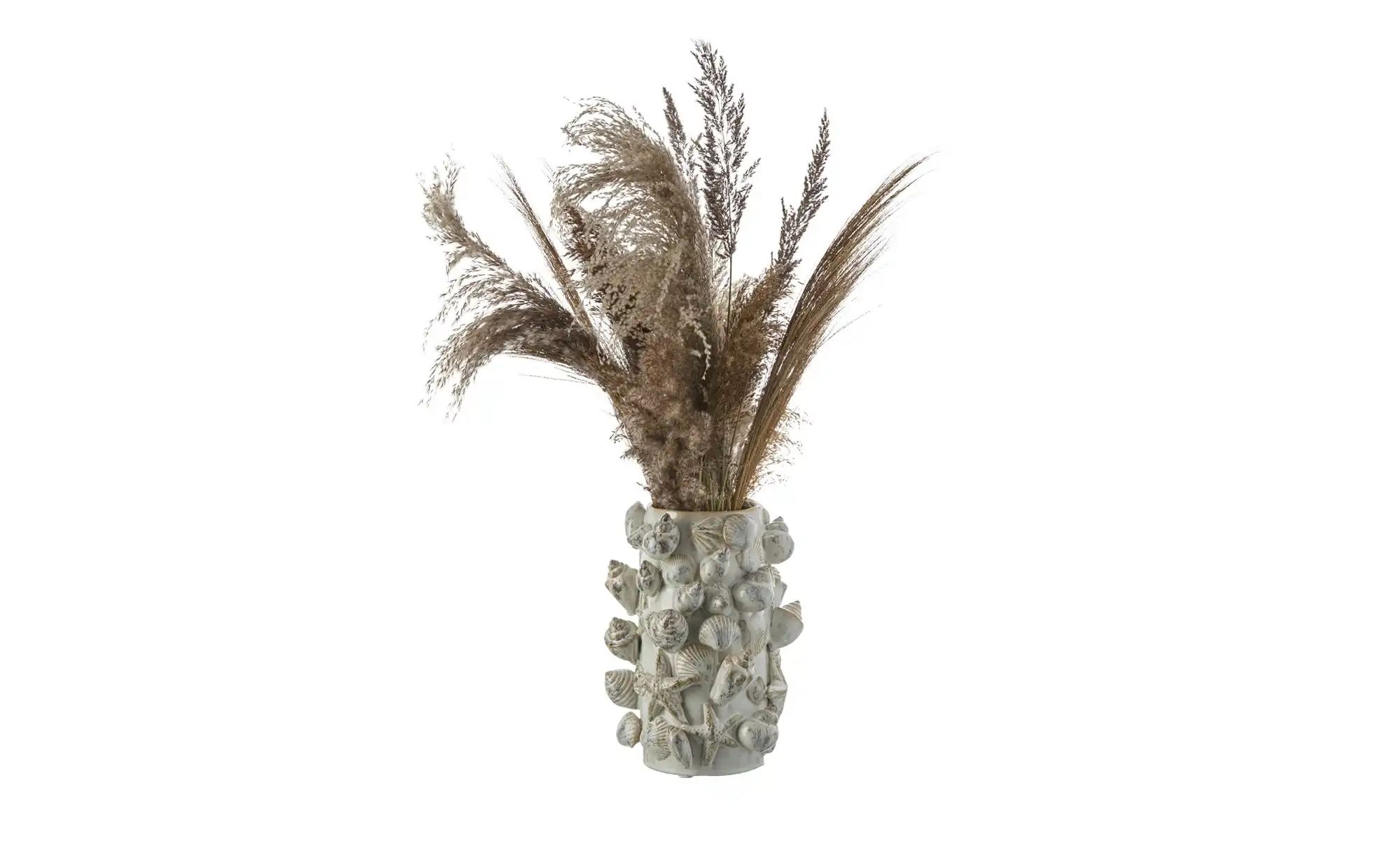 HOME STORY Vase 3D Muschel ¦ creme ¦ Steinzeug ¦ Maße (cm): H: 28,5  Ø: 20. günstig online kaufen