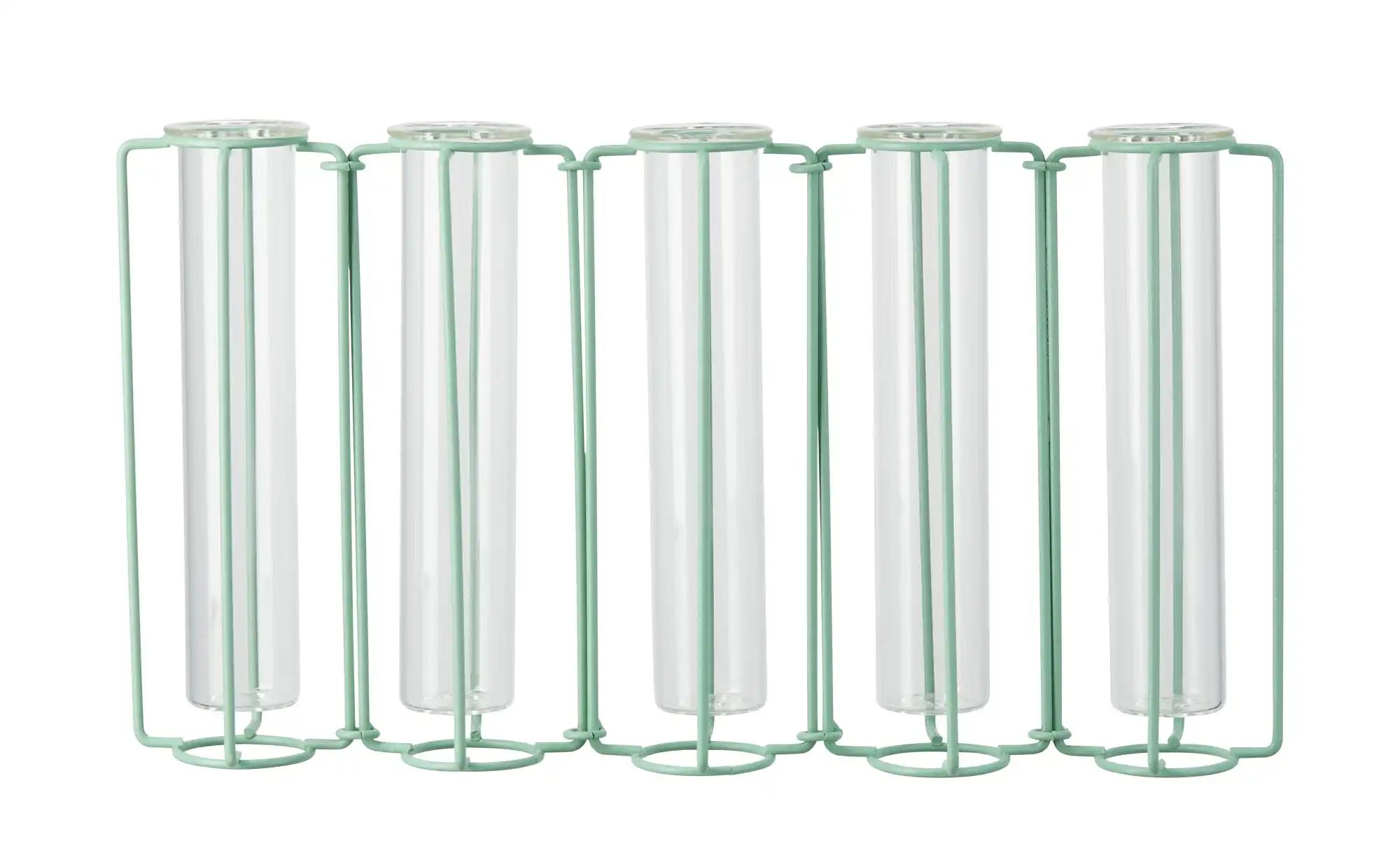 HOME STORY 5er-Vase   ¦ grün ¦ Eisen,Glas ¦ Maße (cm): B: 33 H: 18,5 T: 7.0 günstig online kaufen