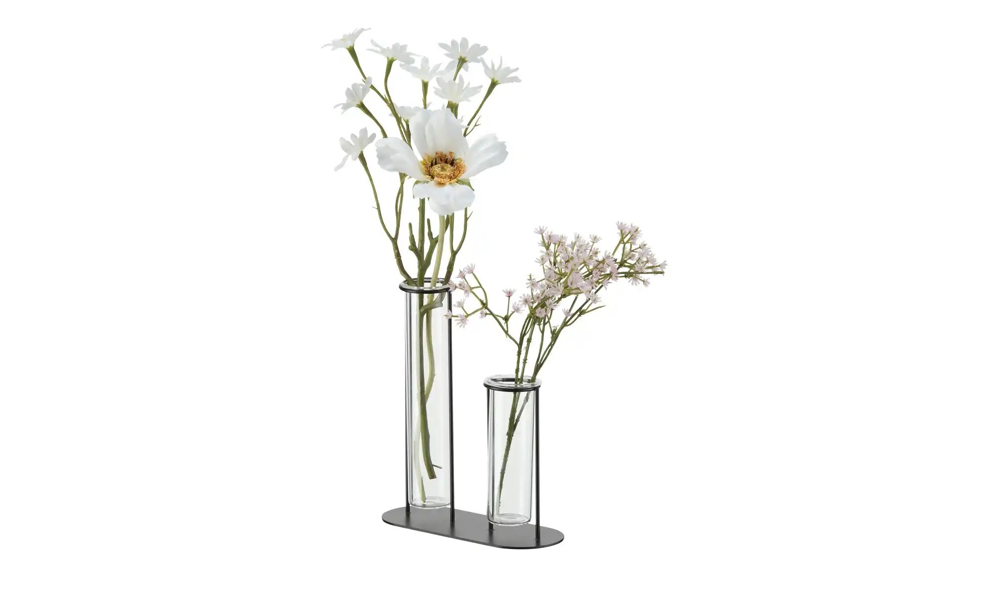 HOME STORY 2er Vase   ¦ schwarz ¦ Eisen,Glas ¦ Maße (cm): B: 15 H: 17,5 T: günstig online kaufen