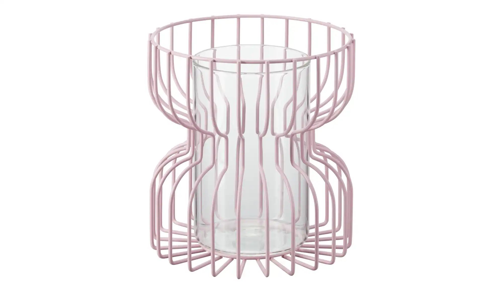 HOME STORY Windlicht ¦ rosa/pink ¦ Metall, Glas ¦ Maße (cm): H: 22,5  Ø: 21 günstig online kaufen