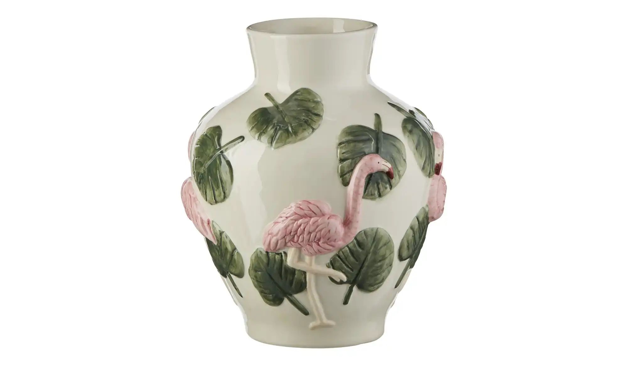 HOME STORY Vase Flamingo ¦ weiß ¦ Dolomite ¦ Maße (cm): H: 26  Ø: 21.8 Acce günstig online kaufen