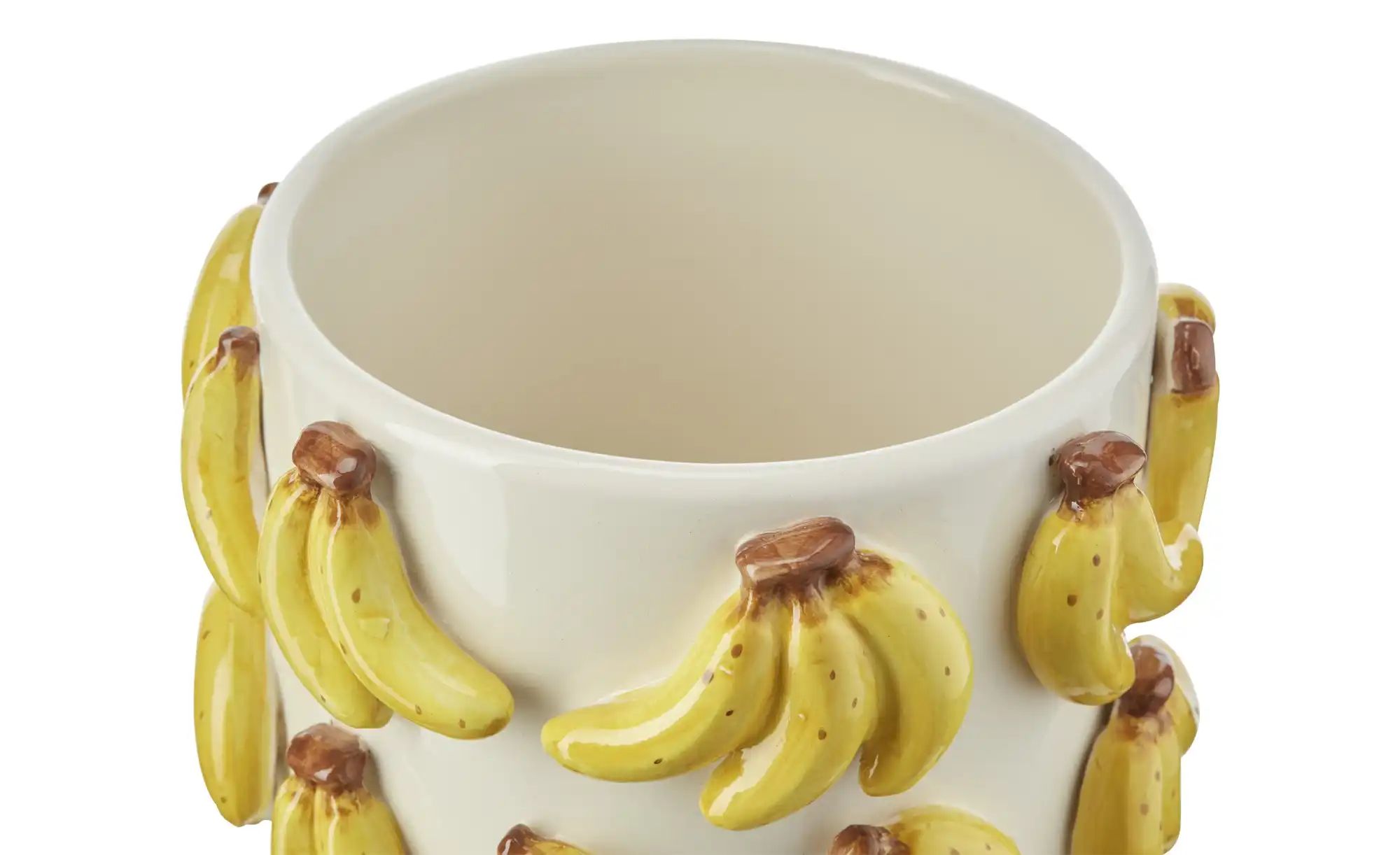 HOME STORY Übertopf Bananen ¦ weiß ¦ Dolomite ¦ Maße (cm): H: 11,4  Ø: 15.5 günstig online kaufen