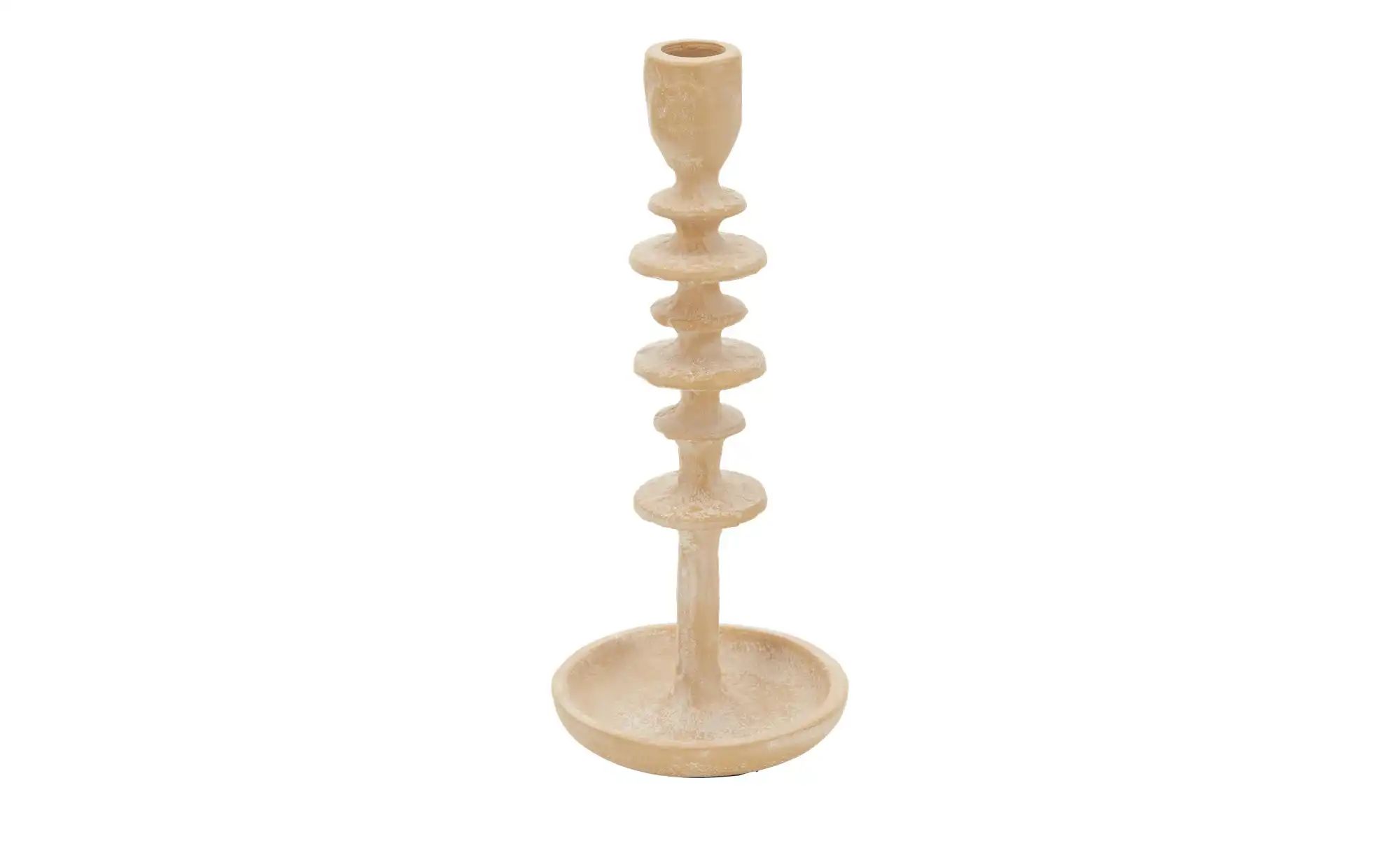 HOME STORY Kerzenständer   ¦ beige ¦ Aluminium ¦ Maße (cm): H: 27  Ø: 11.5 günstig online kaufen