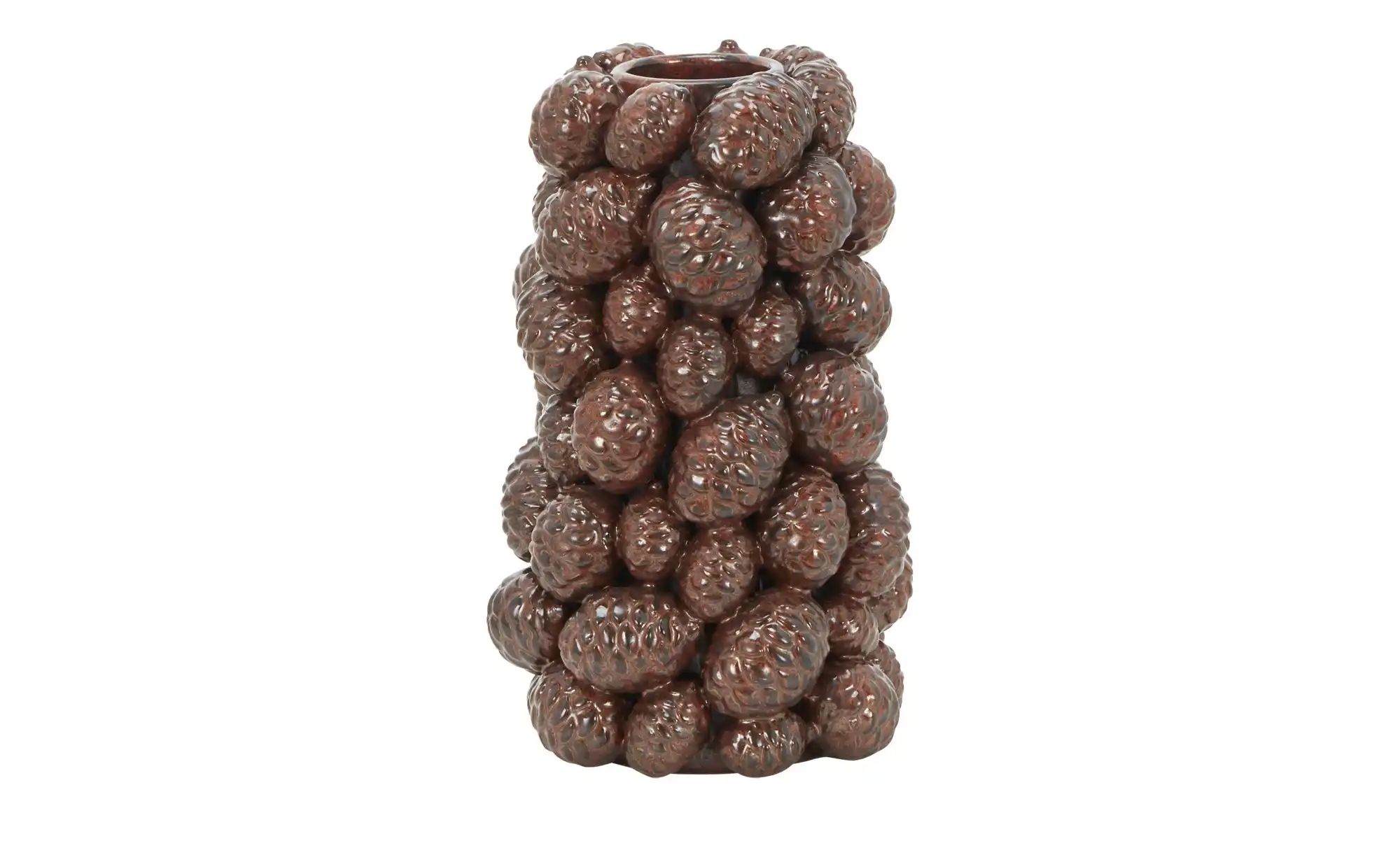HOME STORY Vase 3D Zapfen   ¦ braun ¦ Steingut ¦ Maße (cm): B: 18,3 H: 31,3 günstig online kaufen