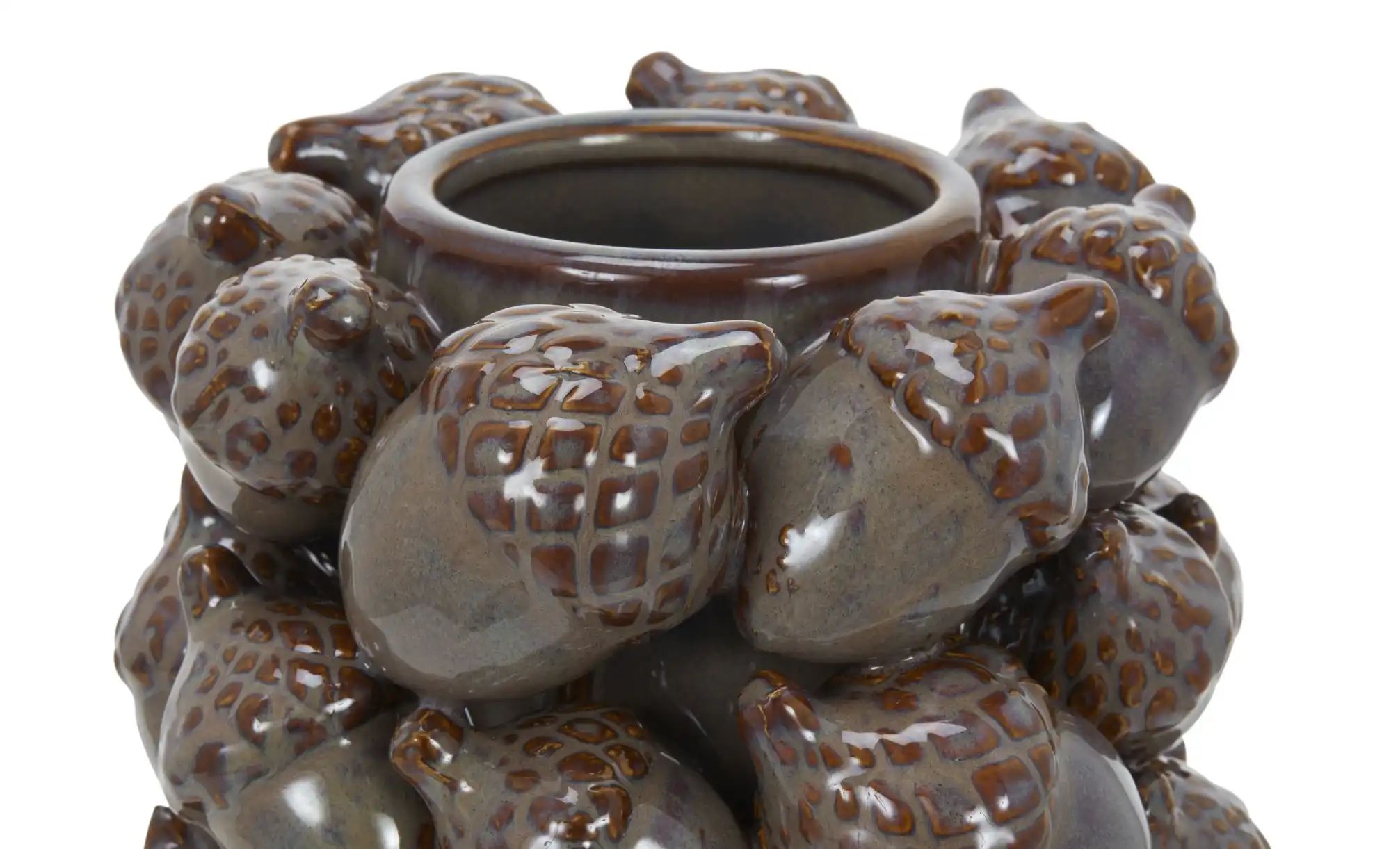HOME STORY Vase 3D Eicheln   ¦ grau ¦ Steingut ¦ Maße (cm): B: 18,3 H: 31,3 günstig online kaufen