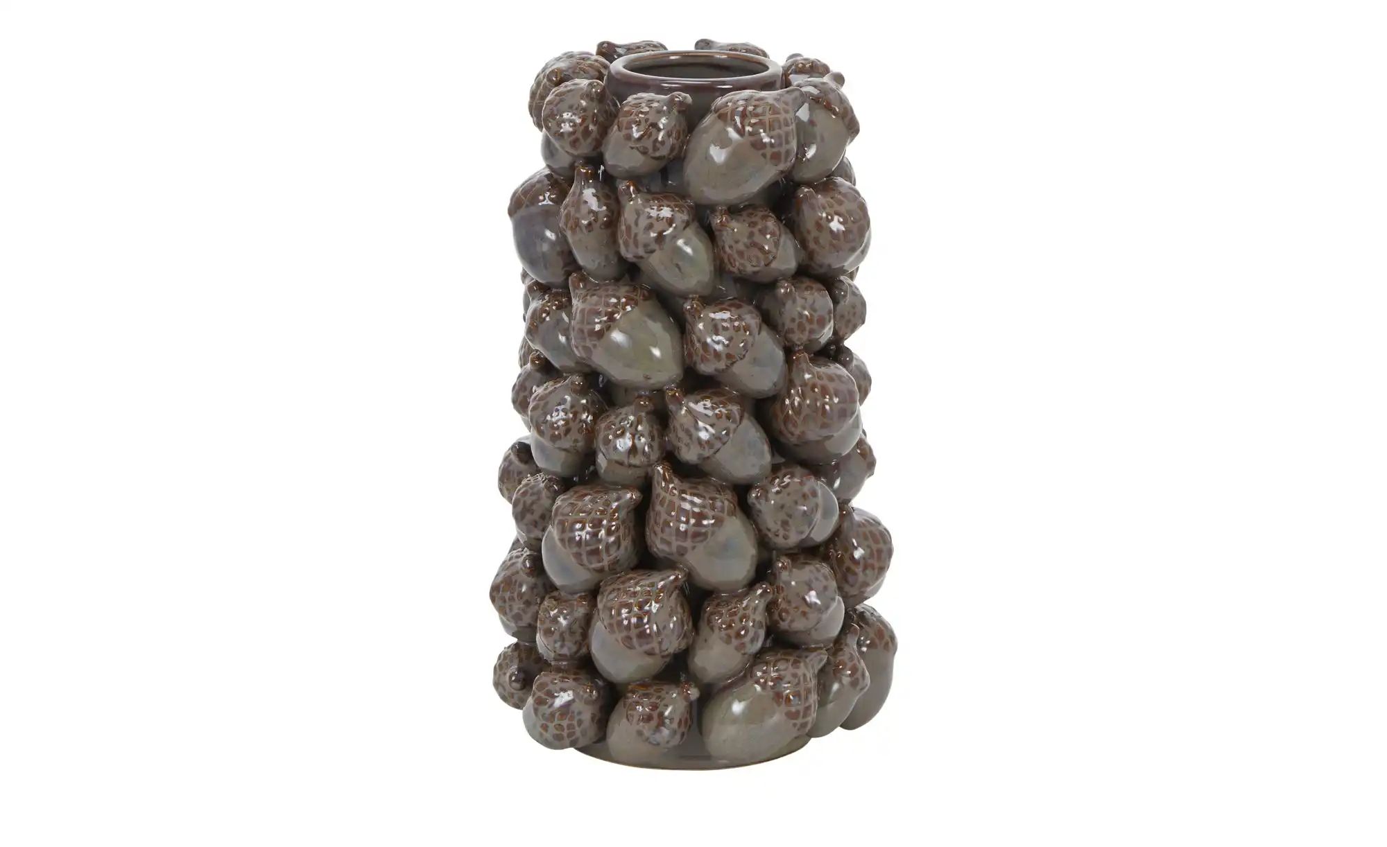 HOME STORY Vase 3D Eicheln   ¦ grau ¦ Steingut ¦ Maße (cm): B: 18,3 H: 31,3 günstig online kaufen
