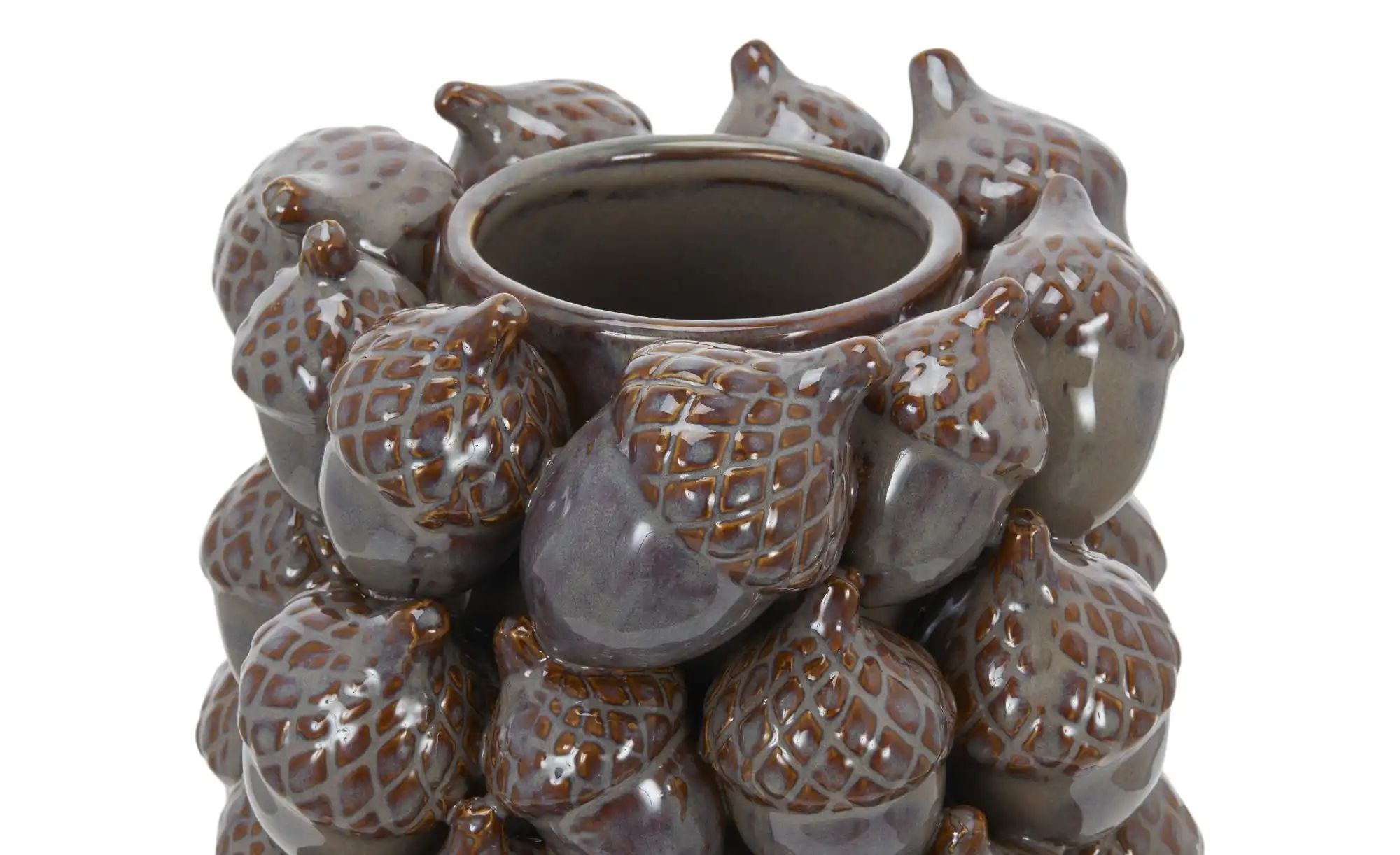 HOME STORY Vase 3D Eicheln   ¦ grau ¦ Steingut ¦ Maße (cm): B: 20,5 H: 41 T günstig online kaufen