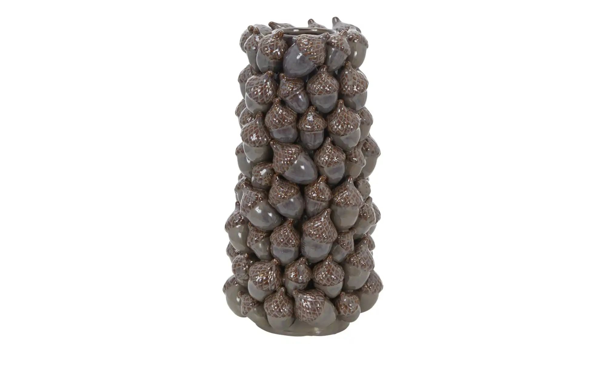 HOME STORY Vase 3D Eicheln   ¦ grau ¦ Steingut ¦ Maße (cm): B: 20,5 H: 41 T günstig online kaufen