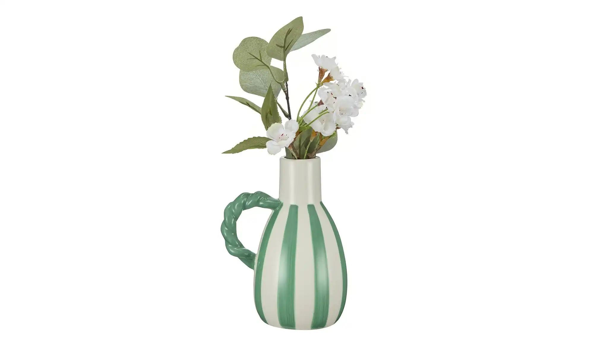 HOME STORY Vase   ¦ grün ¦ Steingut ¦ Maße (cm): B: 12,5 H: 16,5 T: 9.0 Acc günstig online kaufen
