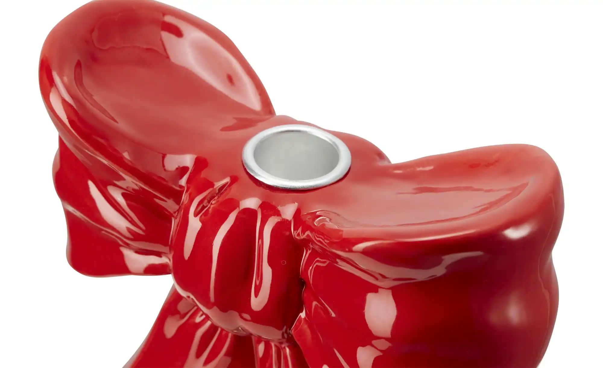 HOME STORY Kerzenhalter Schleife   ¦ rot ¦ Dolomite ¦ Maße (cm): B: 15,6 H: günstig online kaufen