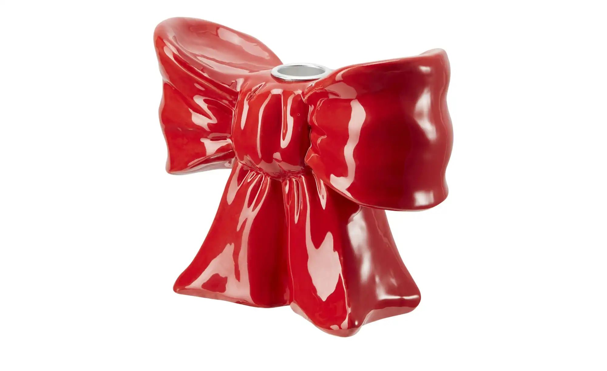 HOME STORY Kerzenhalter Schleife   ¦ rot ¦ Dolomite ¦ Maße (cm): B: 15,6 H: günstig online kaufen