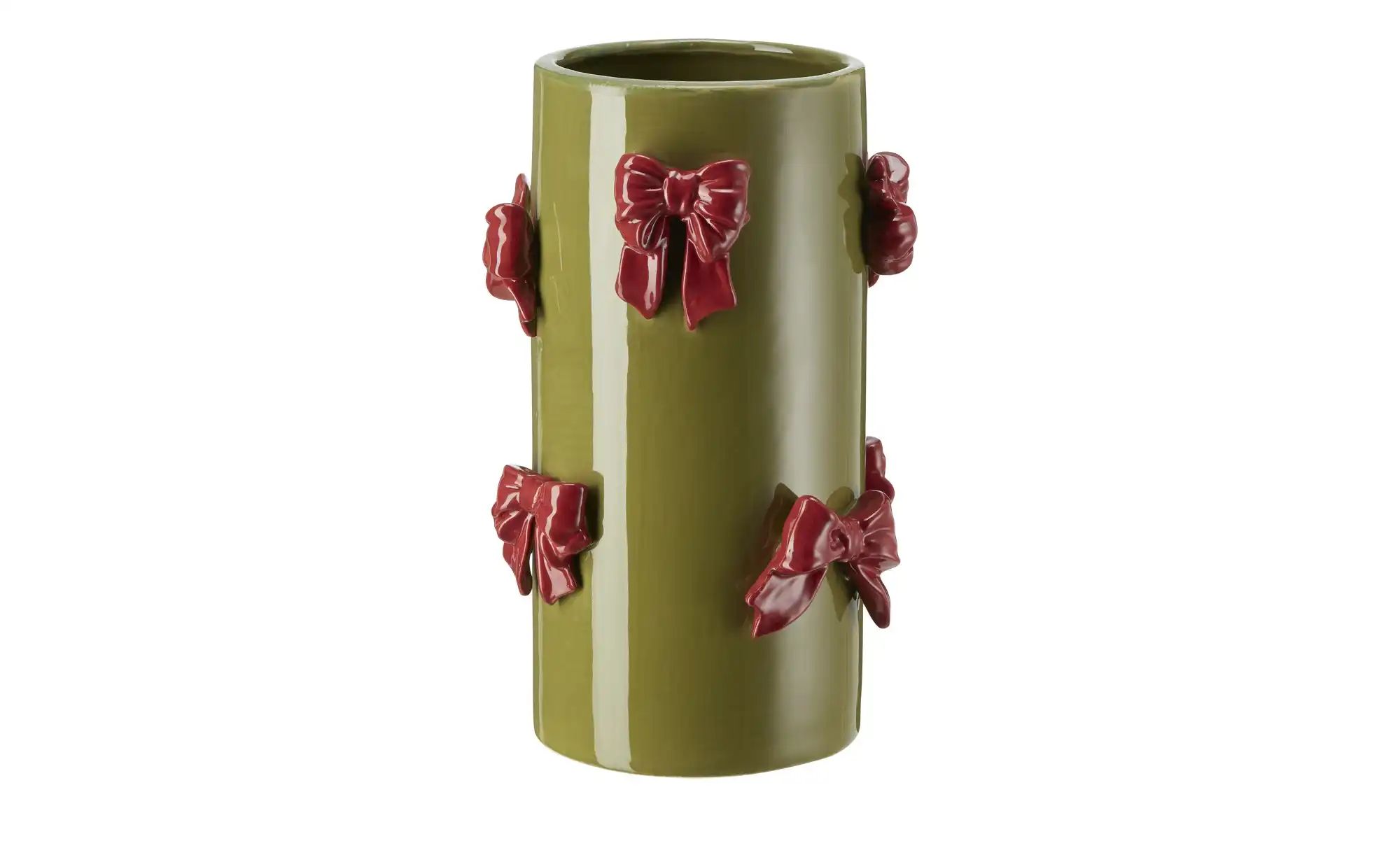HOME STORY Vase mit 3D Schleifen   ¦ grün ¦ Dolomite ¦ Maße (cm): H: 26  Ø: günstig online kaufen