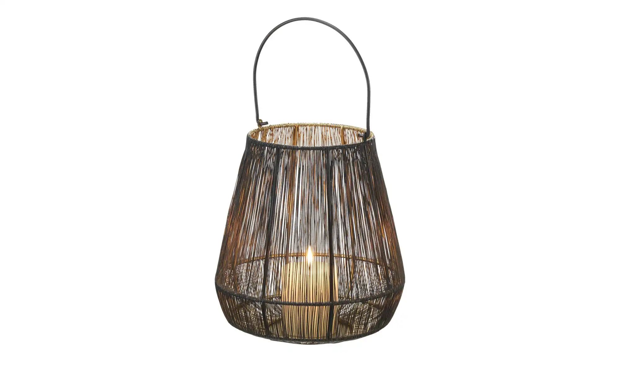 HOME STORY Windlicht   ¦ schwarz ¦ Eisen ¦ Maße (cm): H: 24  Ø: 23 Accessoi günstig online kaufen