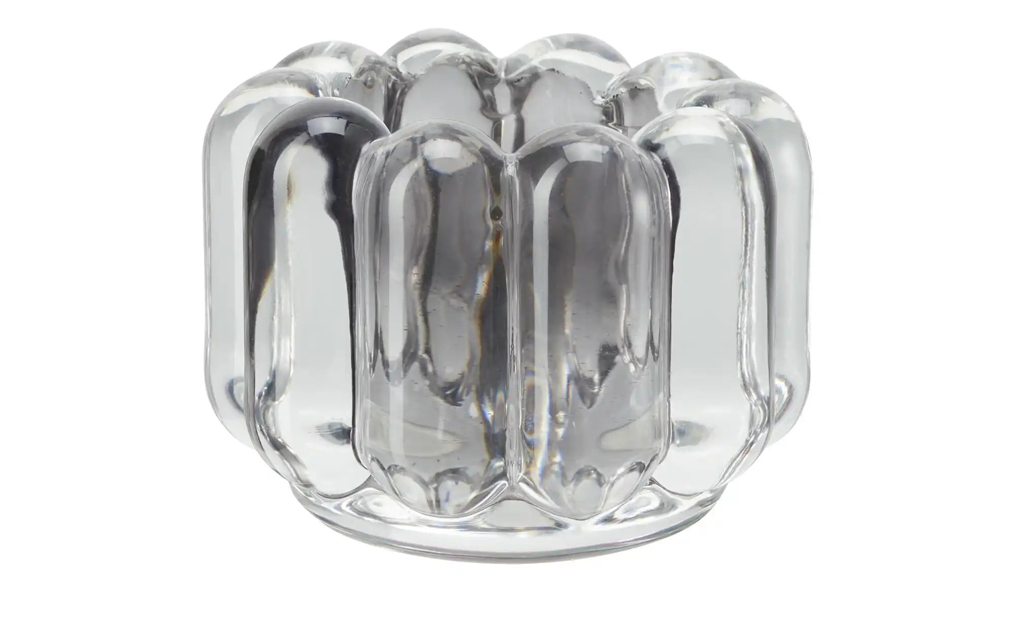 HOME STORY Teelichthalter   ¦ grau ¦ Glas ¦ Maße (cm): H: 6,5  Ø: 8 Accesso günstig online kaufen