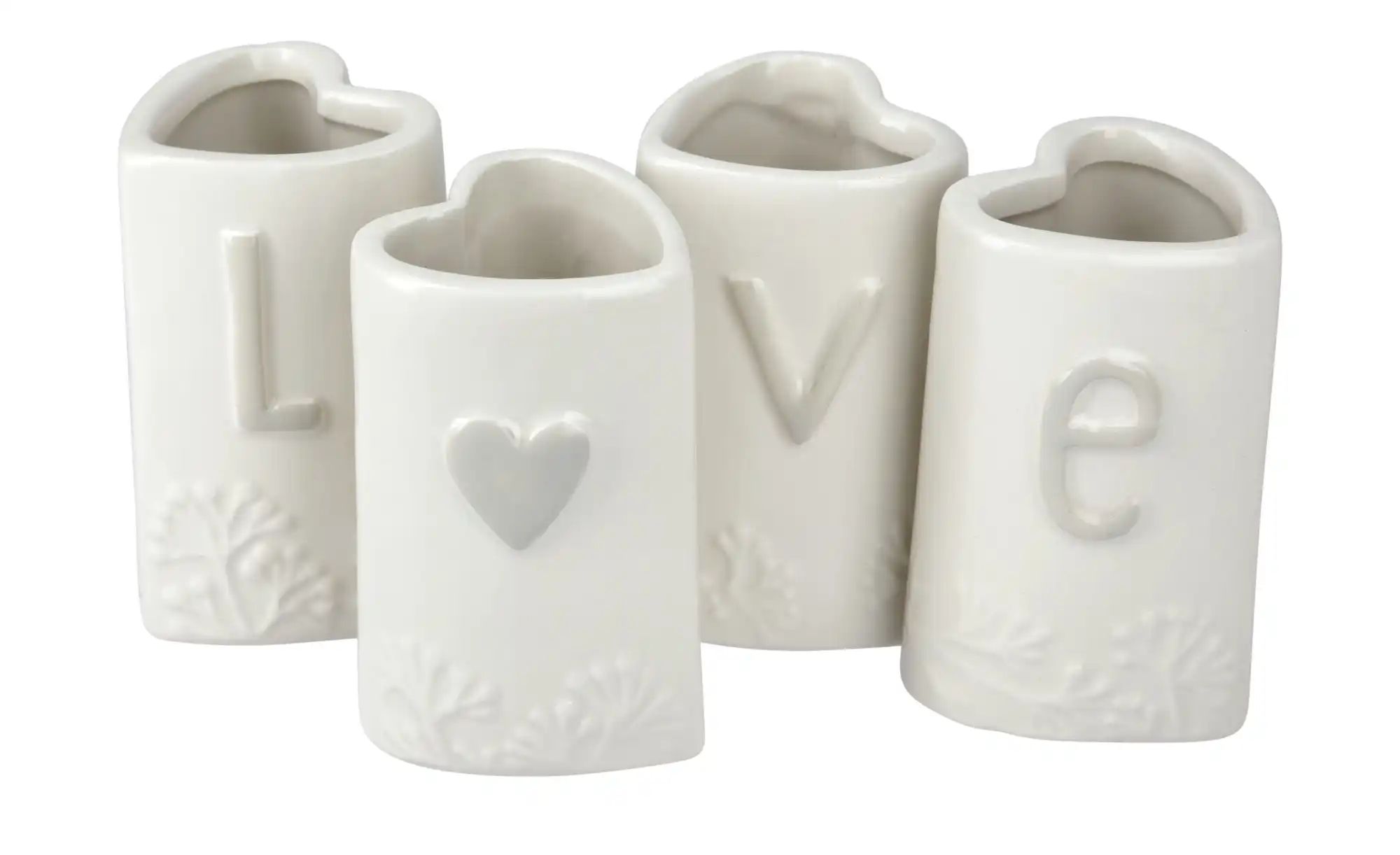 Thumbnail - HOME STORY Vasen Love  4er Set   ¦ weiß ¦ Dolomite ¦ Maße (cm): B: 5 H: 7,8 T: 5.0 Accessoires > Vasen - Höffner