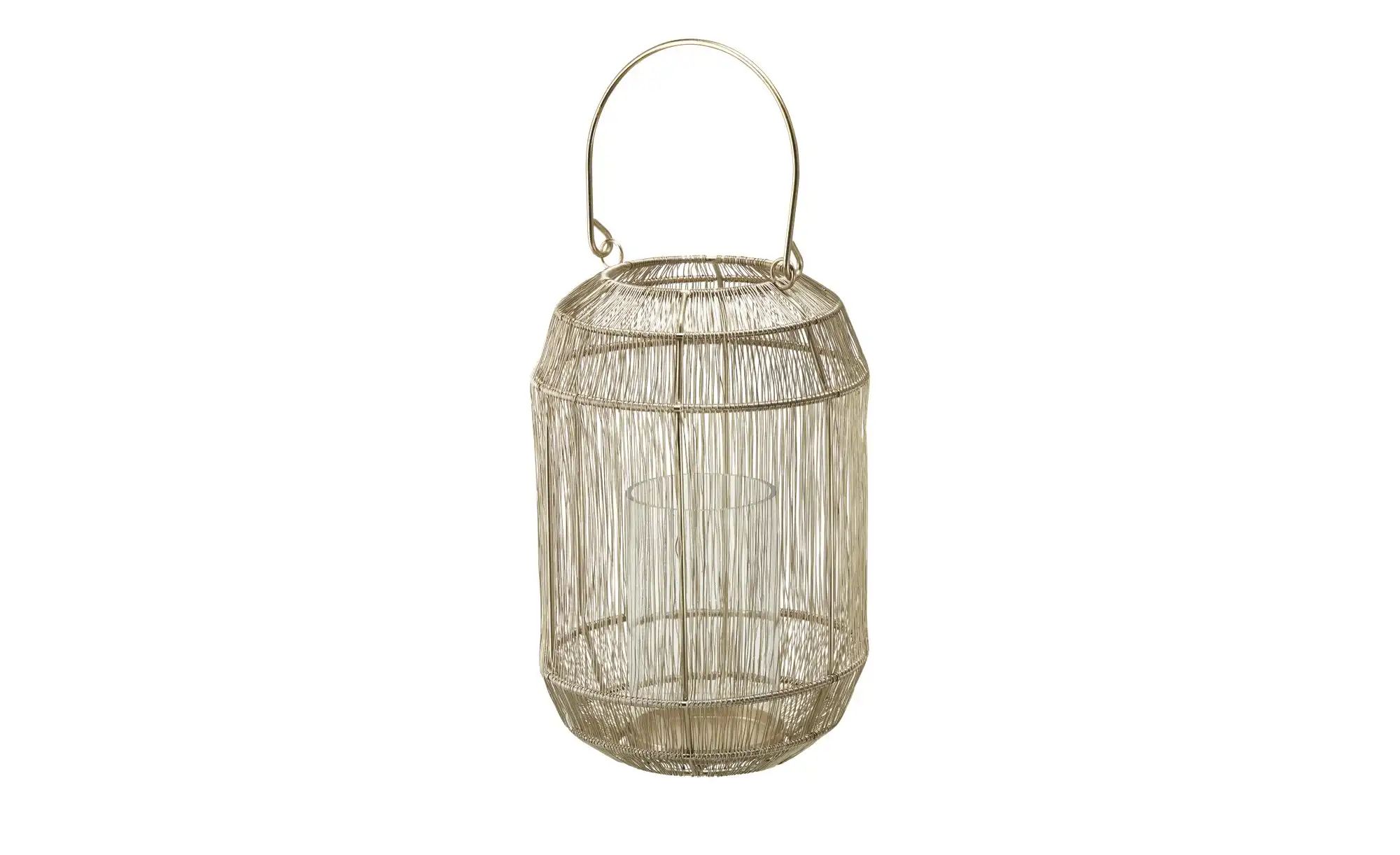 HOME STORY Laterne   ¦ gold ¦ Eisen,Glas ¦ Maße (cm): H: 28  Ø: 19 Accessoi günstig online kaufen