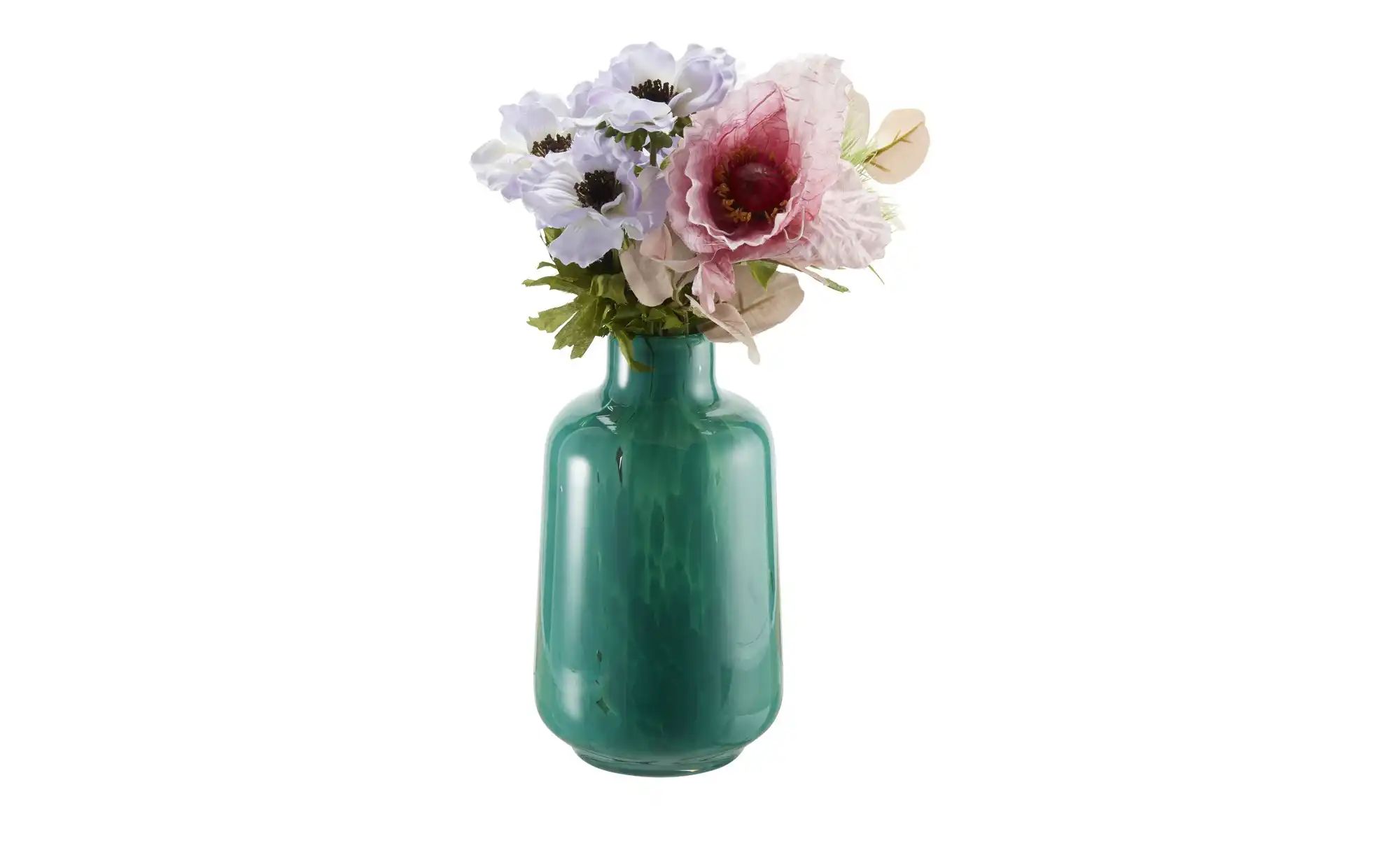 HOME STORY Vase   ¦ grün ¦ Glas ¦ Maße (cm): H: 26  Ø: 15 Accessoires > Vas günstig online kaufen