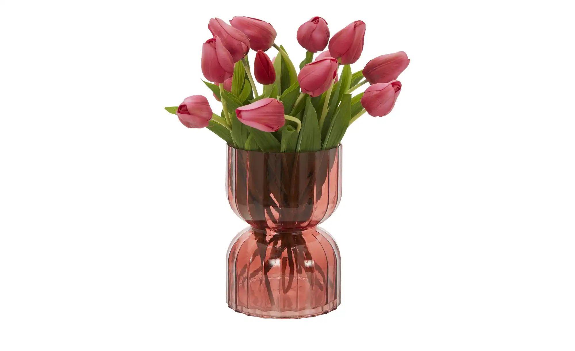 HOME STORY Vase   ¦ rot ¦ Glas ¦ Maße (cm): H: 22,5  Ø: 16 Accessoires > Va günstig online kaufen