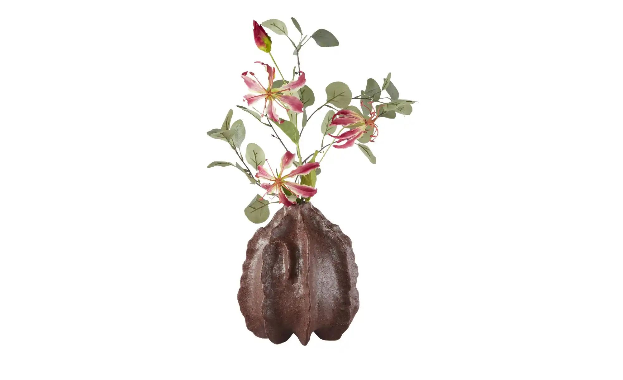 HOME STORY Vase   ¦ braun ¦ Steingut ¦ Maße (cm): H: 25,5  Ø: 22 Accessoire günstig online kaufen