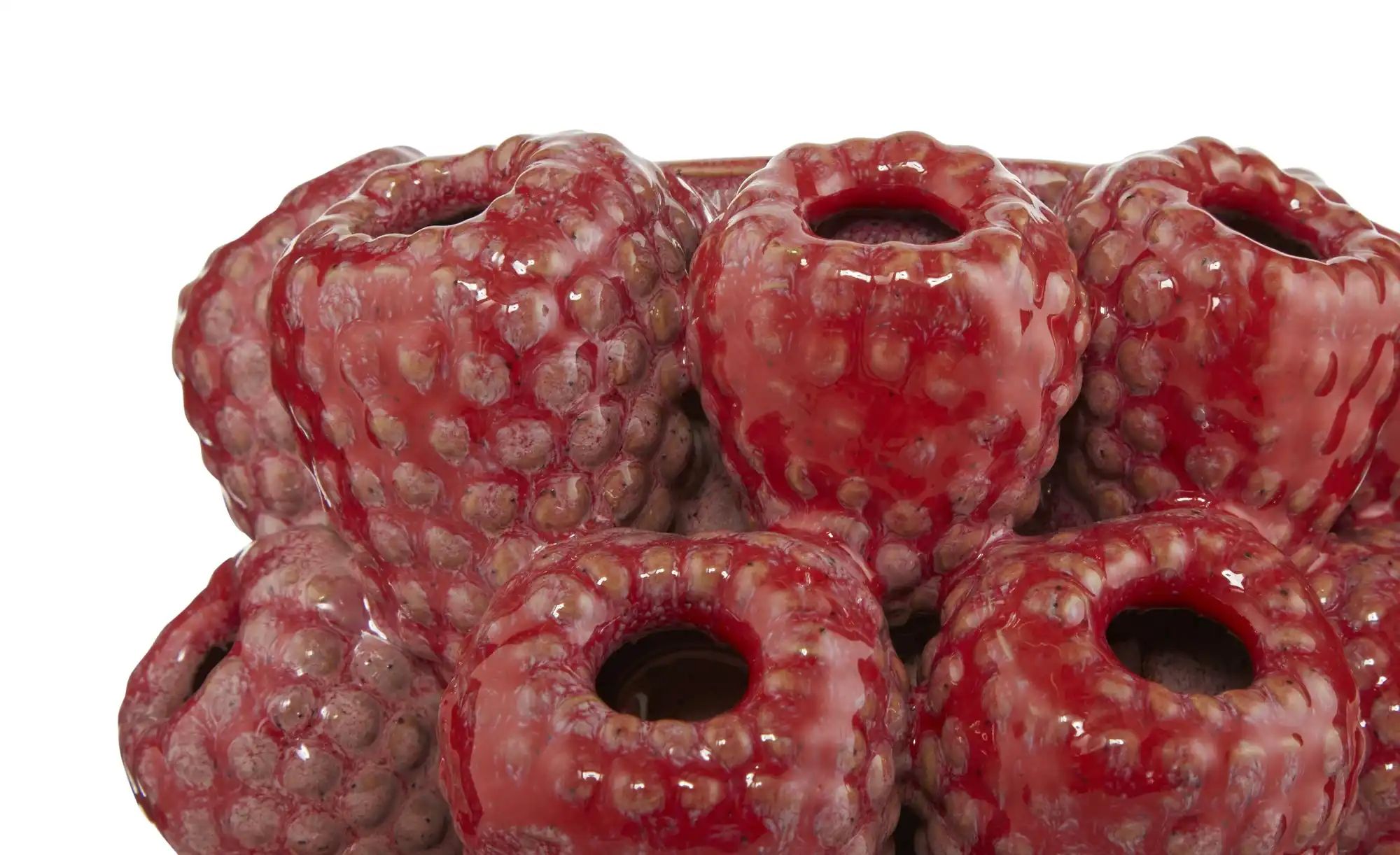 HOME STORY 3D Himbeere Vase   ¦ rot ¦ Steinzeug ¦ Maße (cm): H: 13,5  Ø: 16 günstig online kaufen