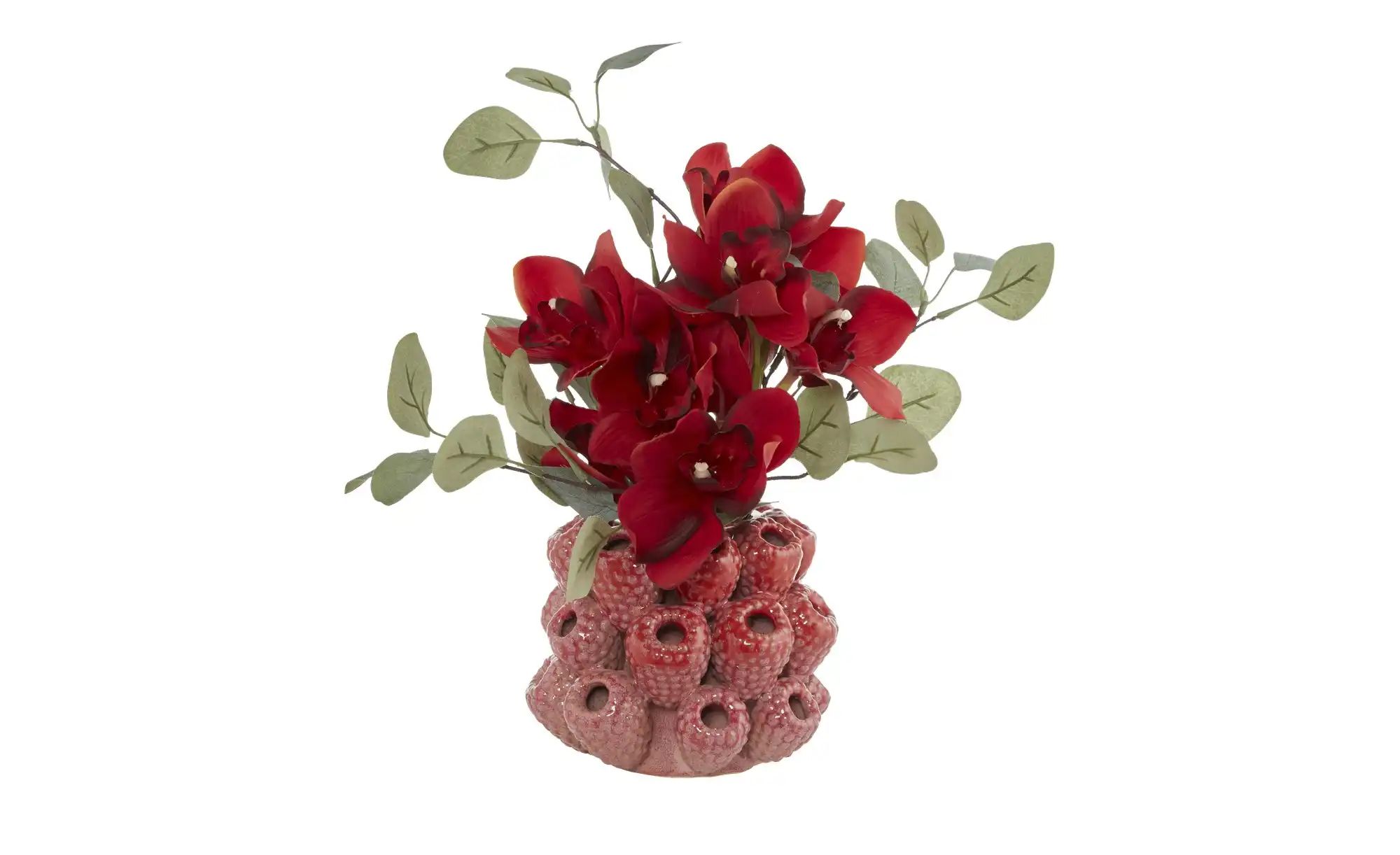 Thumbnail - HOME STORY 3D Himbeere Vase ¦ rot ¦ Steinzeug ¦ Maße (cm): H: 13,5 Ø: 16.5 Accessoires > Vasen - Höffner